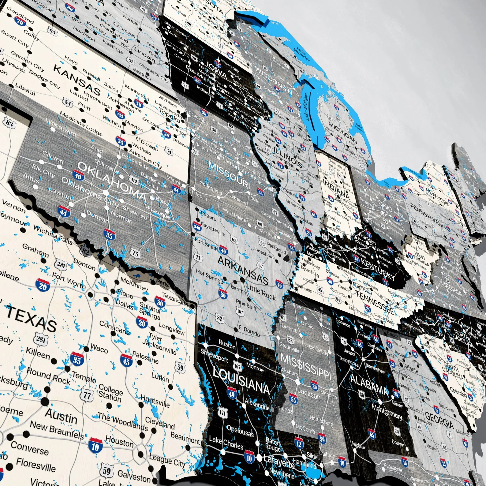 Wooden US Map of United States with hidden base and print, USA Map Wall Art, Housewarming gift, Push Pin Usa Map, Anniversary Gift