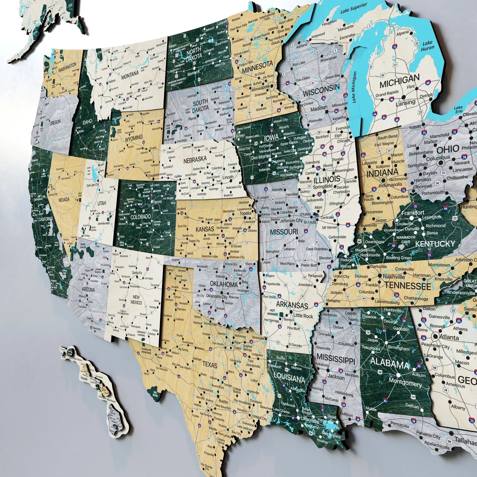 Boho Wooden USA Map: National Parks Push Pin Travel Decor