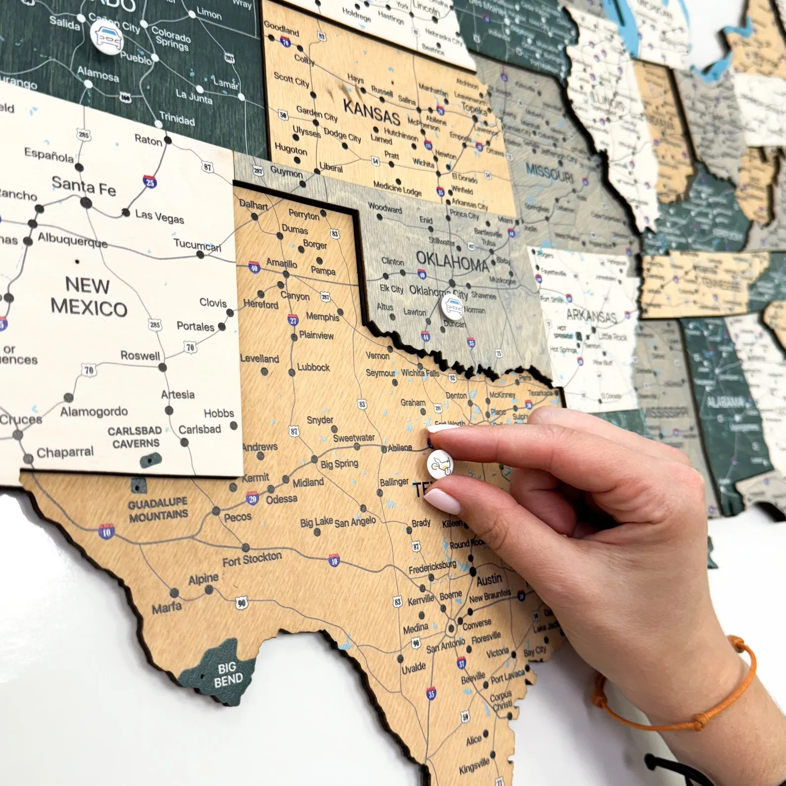 50 States US Wood Map: Personalized Travel Itinerary