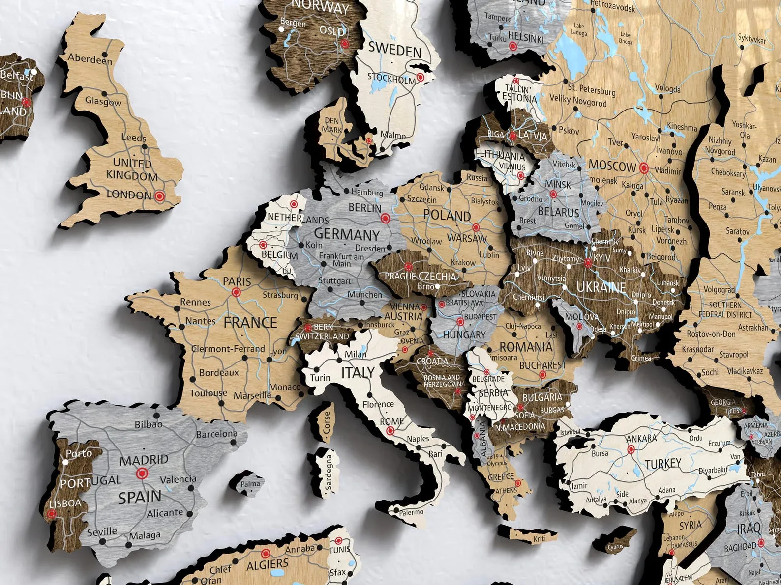 Wooden World Map Valentines Day Wall Decor and Gifts, Unique World Map Housewarming Gift - Image 2