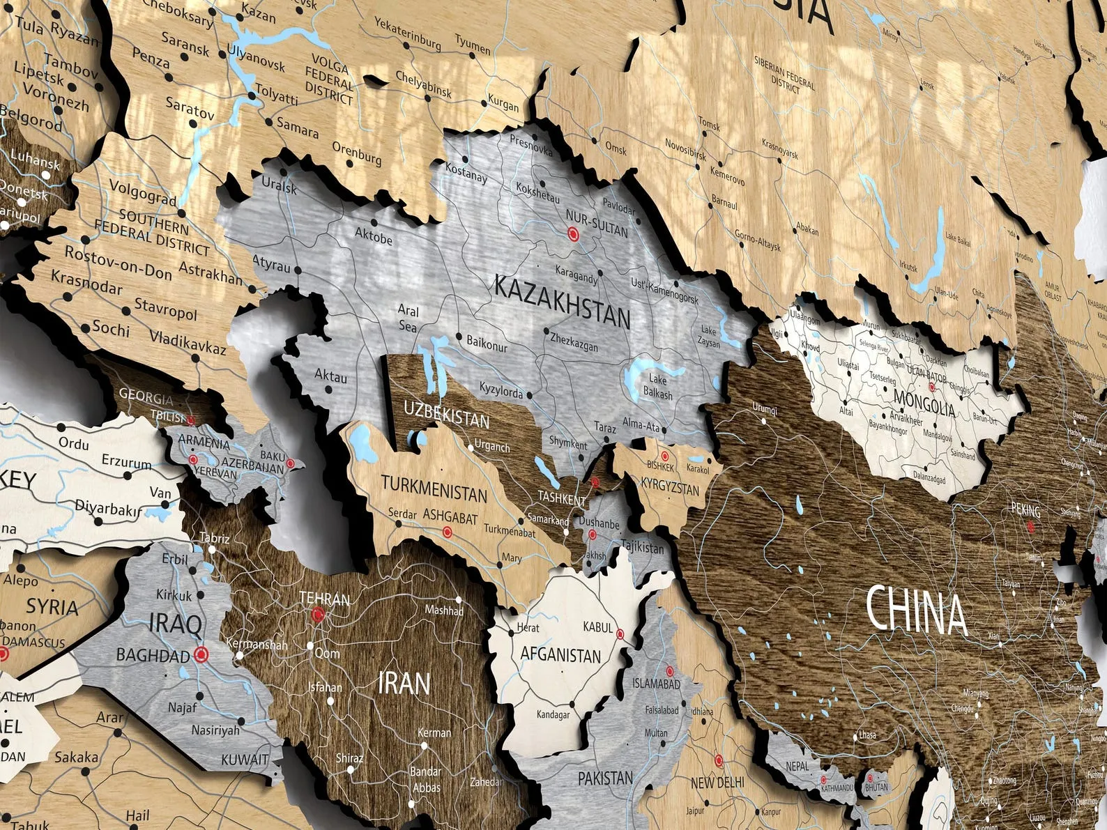 Wooden World Map Valentines Day Wall Decor and Gifts, Unique World Map Housewarming Gift - Image 4