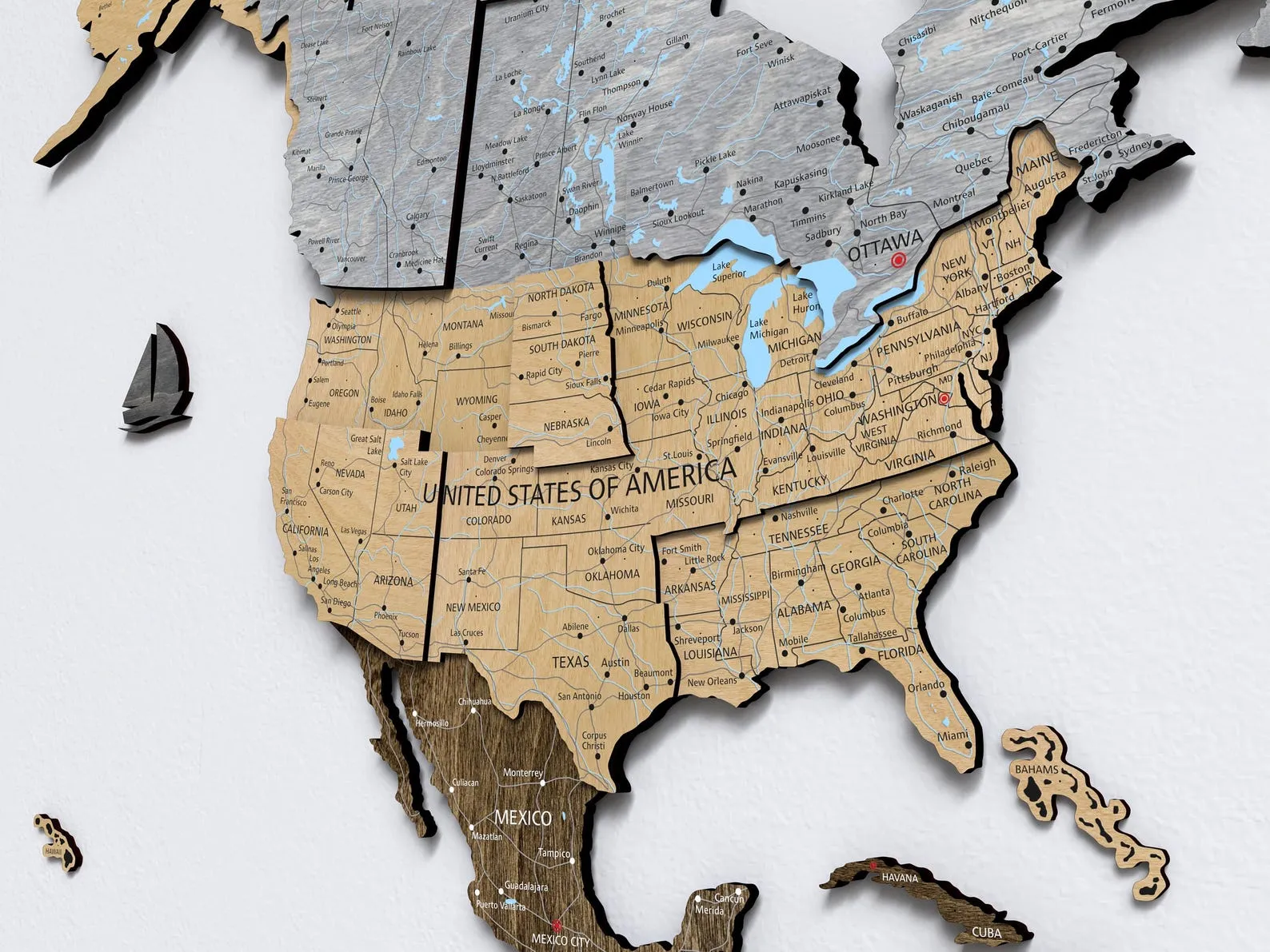 Wooden World Map Valentines Day Wall Decor and Gifts, Unique World Map Housewarming Gift - Image 6