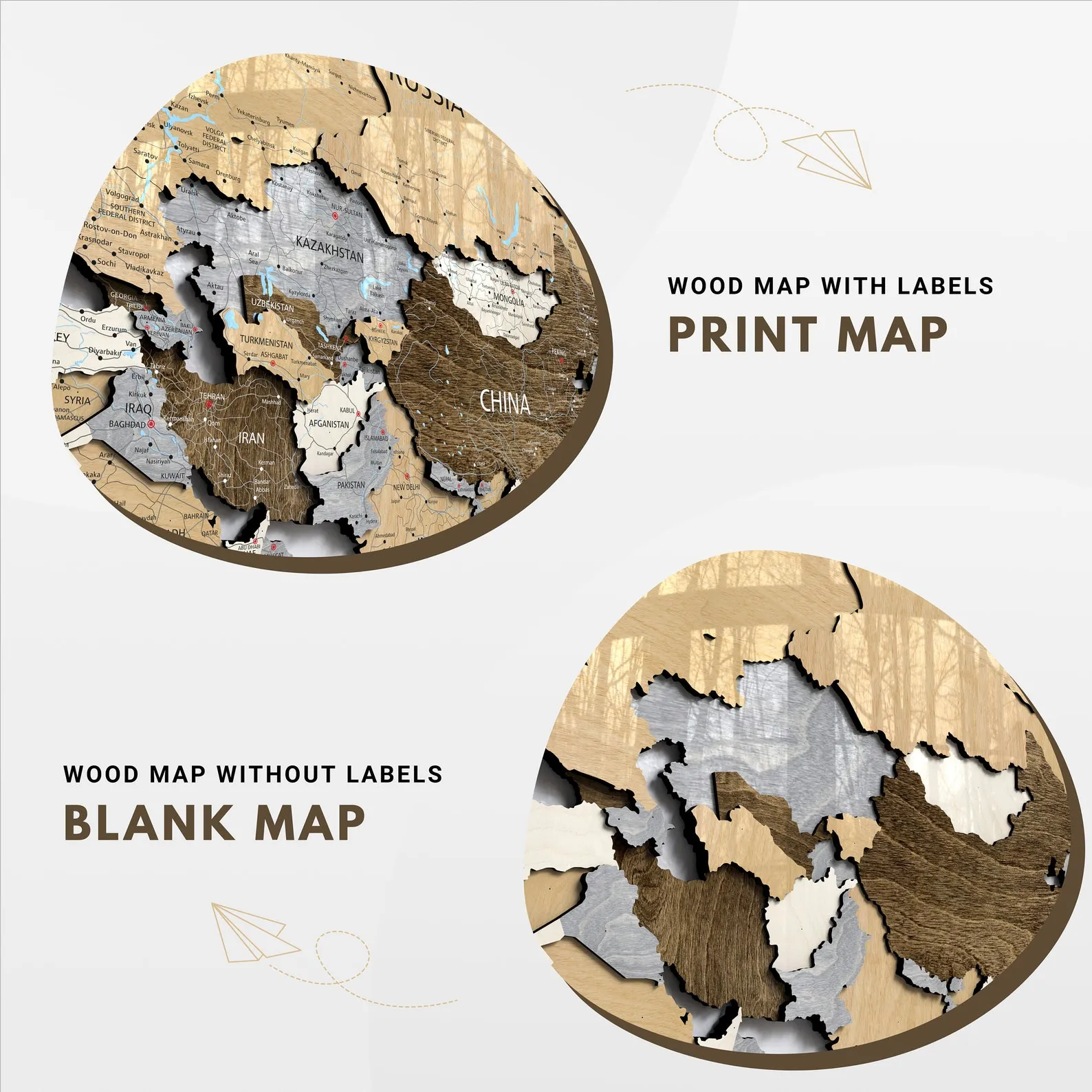 Wooden World Map Valentines Day Wall Decor and Gifts, Unique World Map Housewarming Gift - Image 8