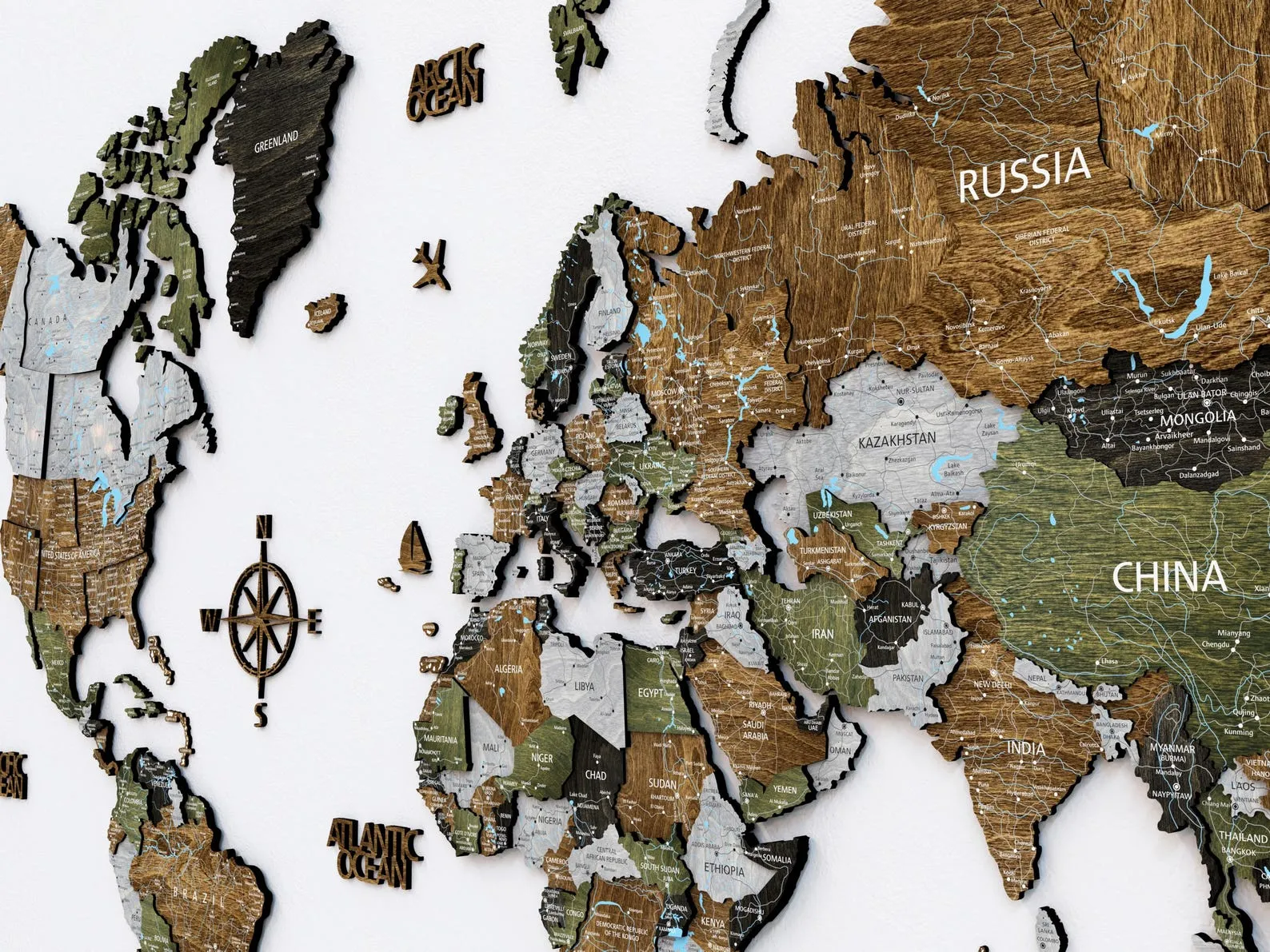 3D Wooden World Travel Map: Push Pin Wall Art, Valentines Gift