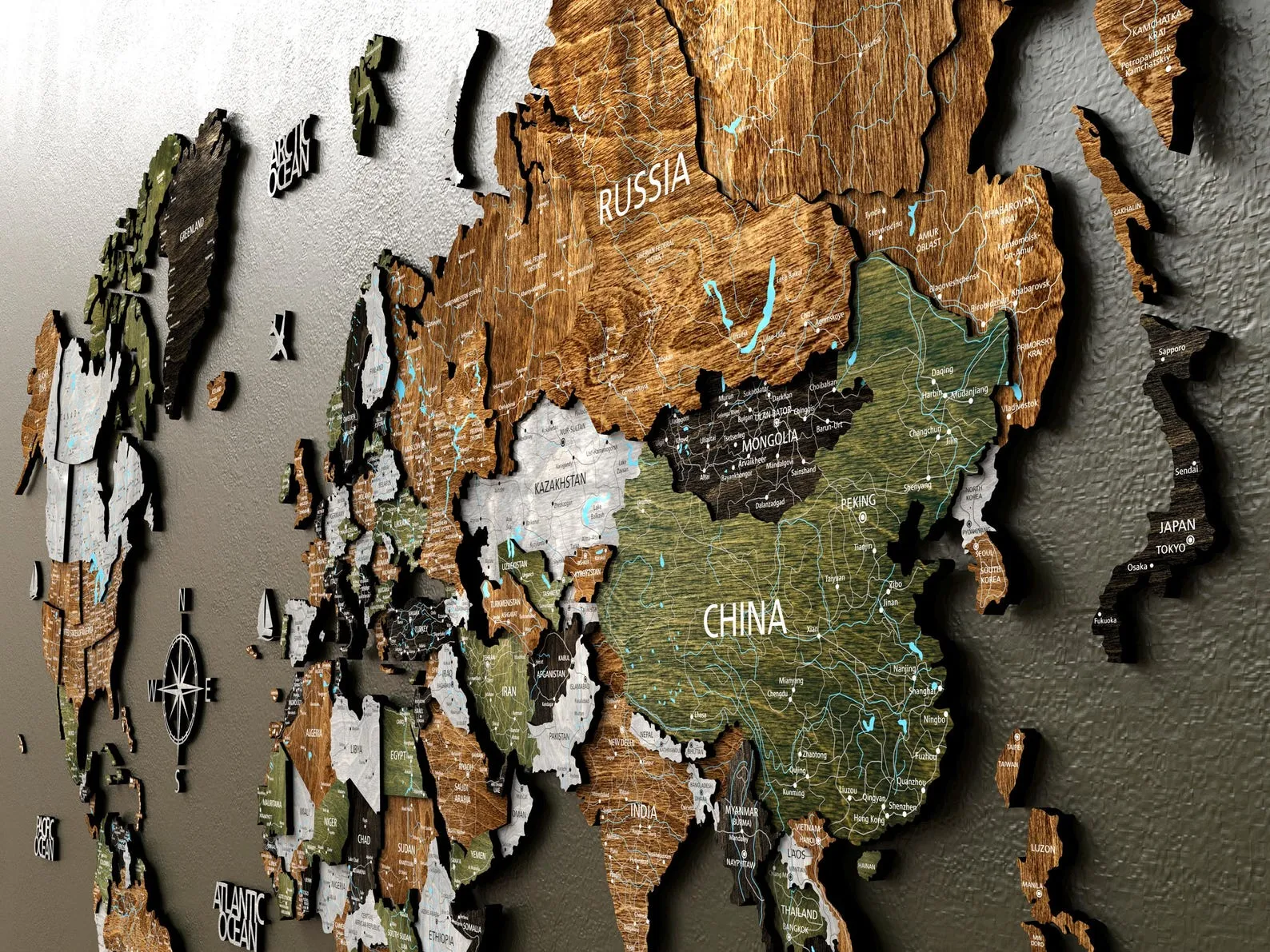 3D Wooden World Travel Map: Push Pin Wall Art, Valentines Gift - Image 3