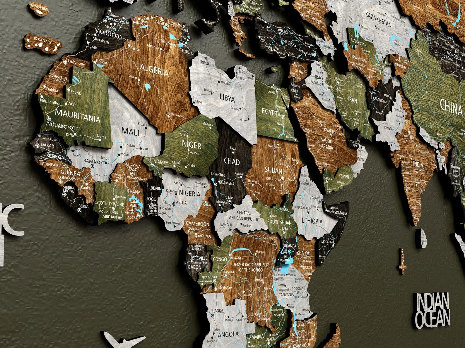 3D Wooden World Travel Map: Push Pin Wall Art, Valentines Gift - Image 4