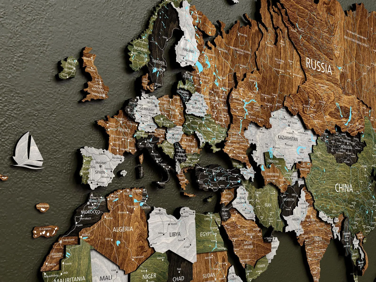 3D Wooden World Travel Map: Push Pin Wall Art, Valentines Gift - Image 5