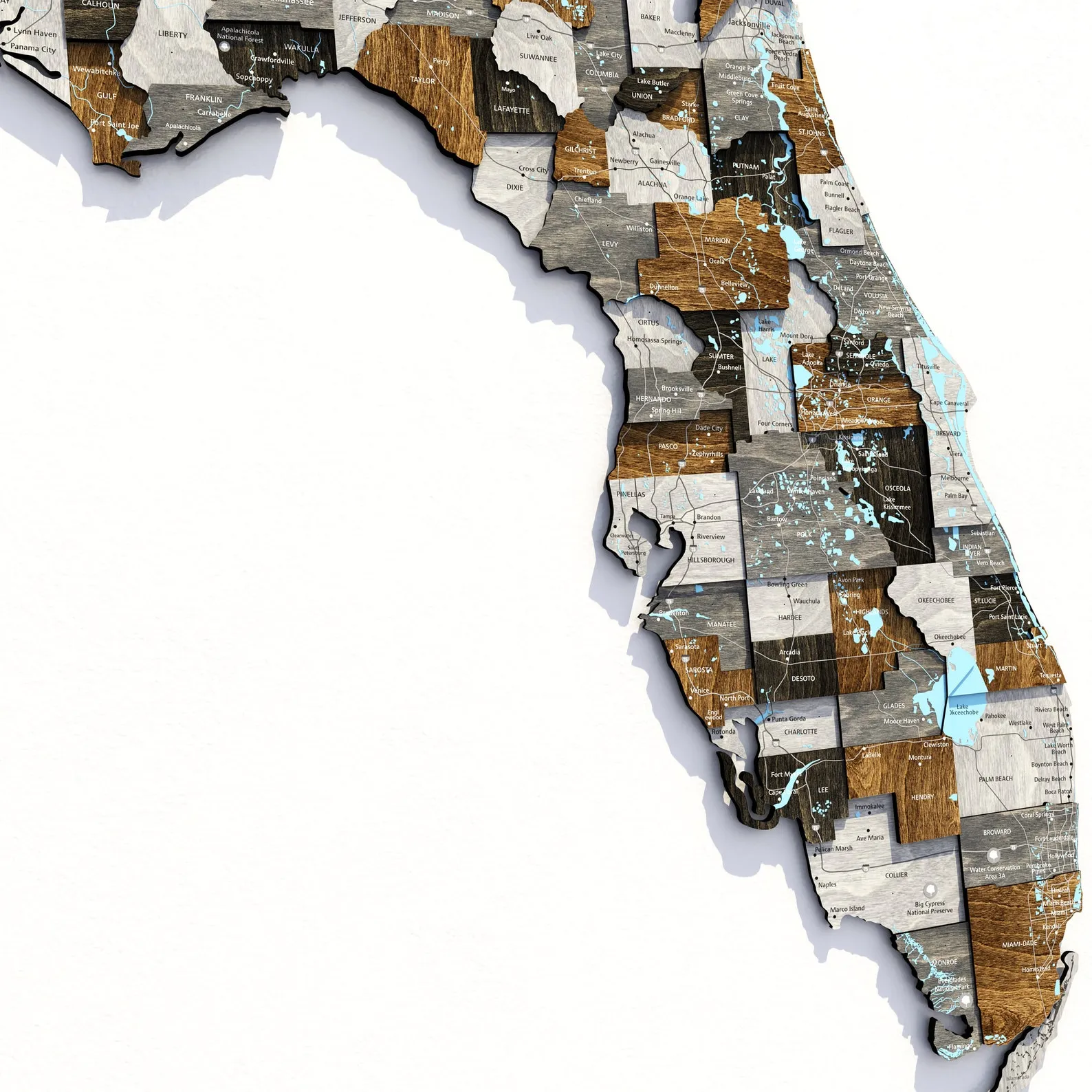 Wooden Florida Wall Map: Loft Style Home Decor - Image 3