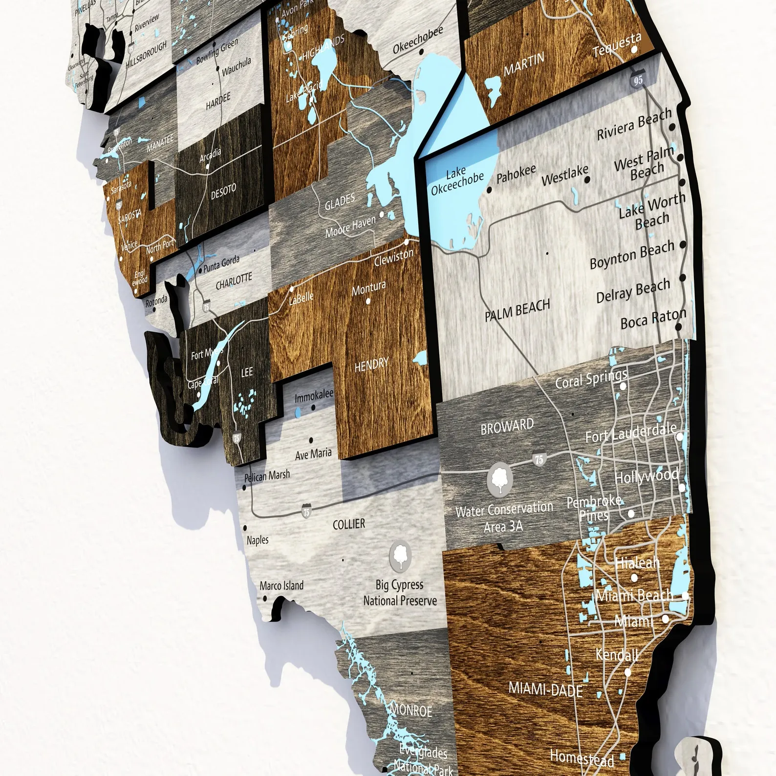 Wooden Florida Wall Map: Loft Style Home Decor - Image 4