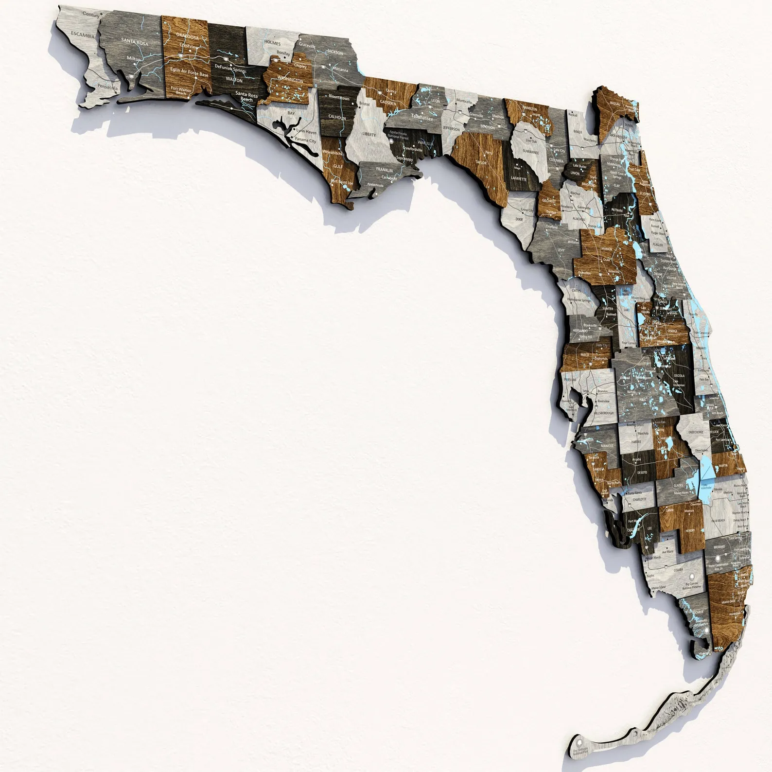 Wooden Florida Wall Map: Loft Style Home Decor - Image 5
