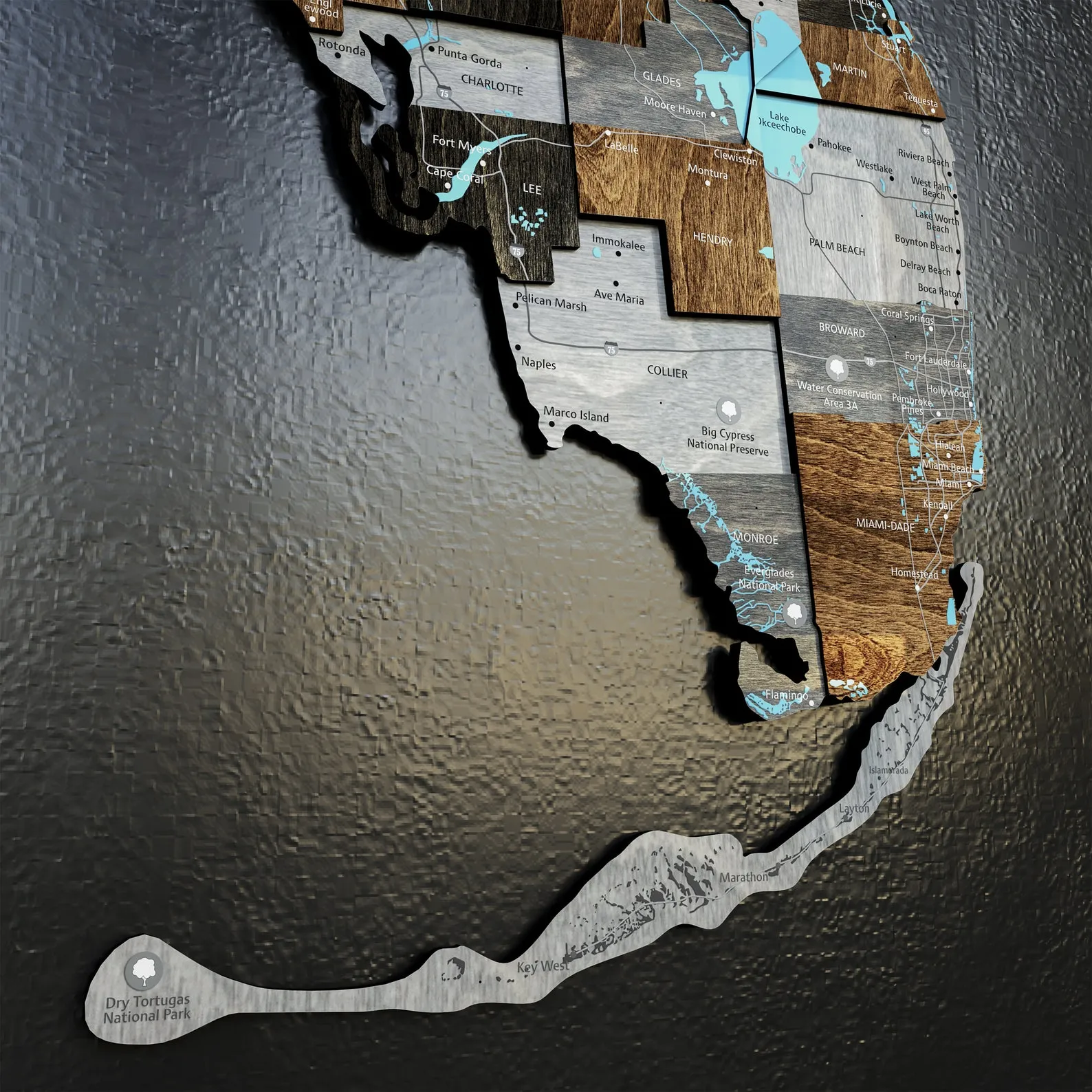 Wooden Florida Wall Map: Loft Style Home Decor - Image 6