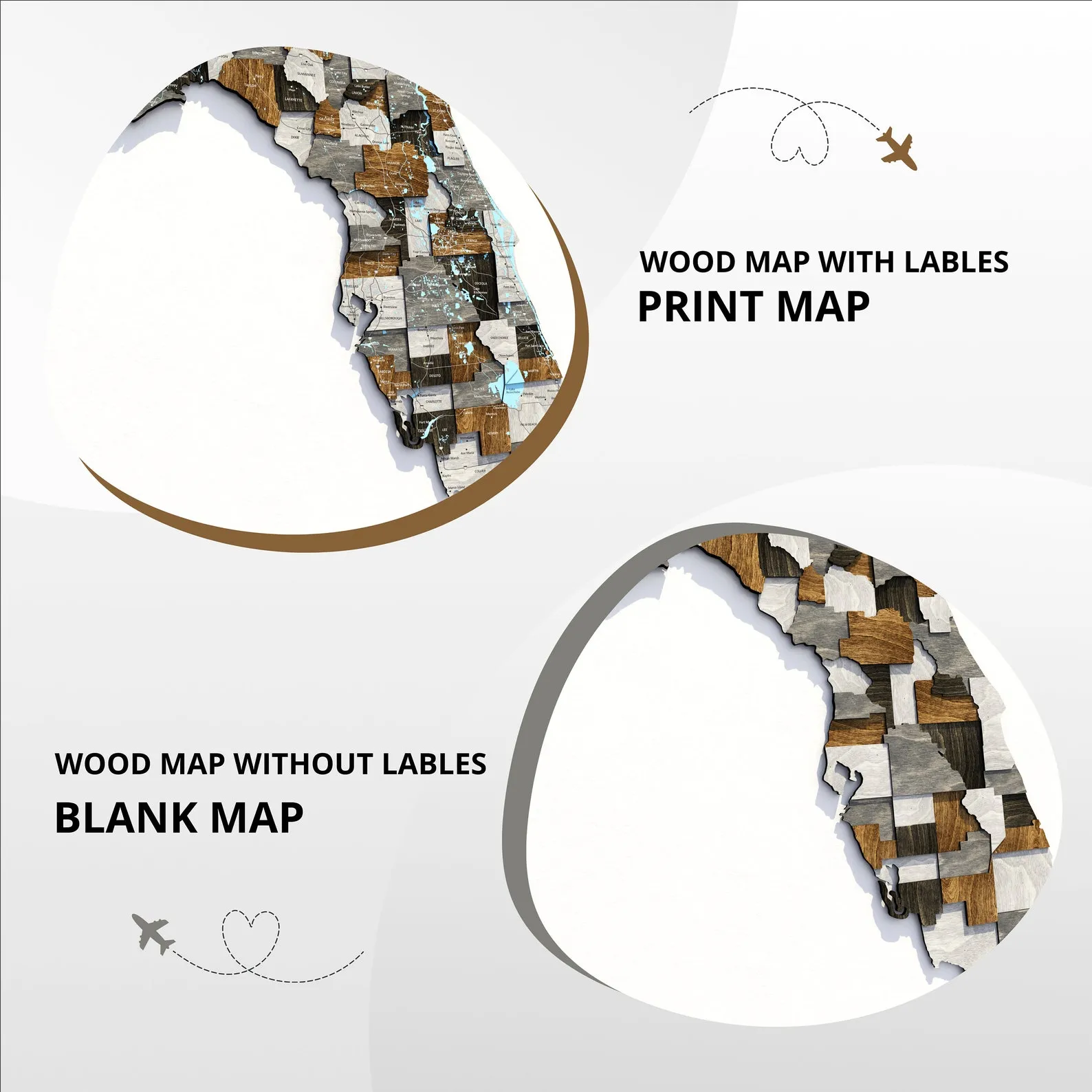 Wooden Florida Wall Map: Loft Style Home Decor - Image 9