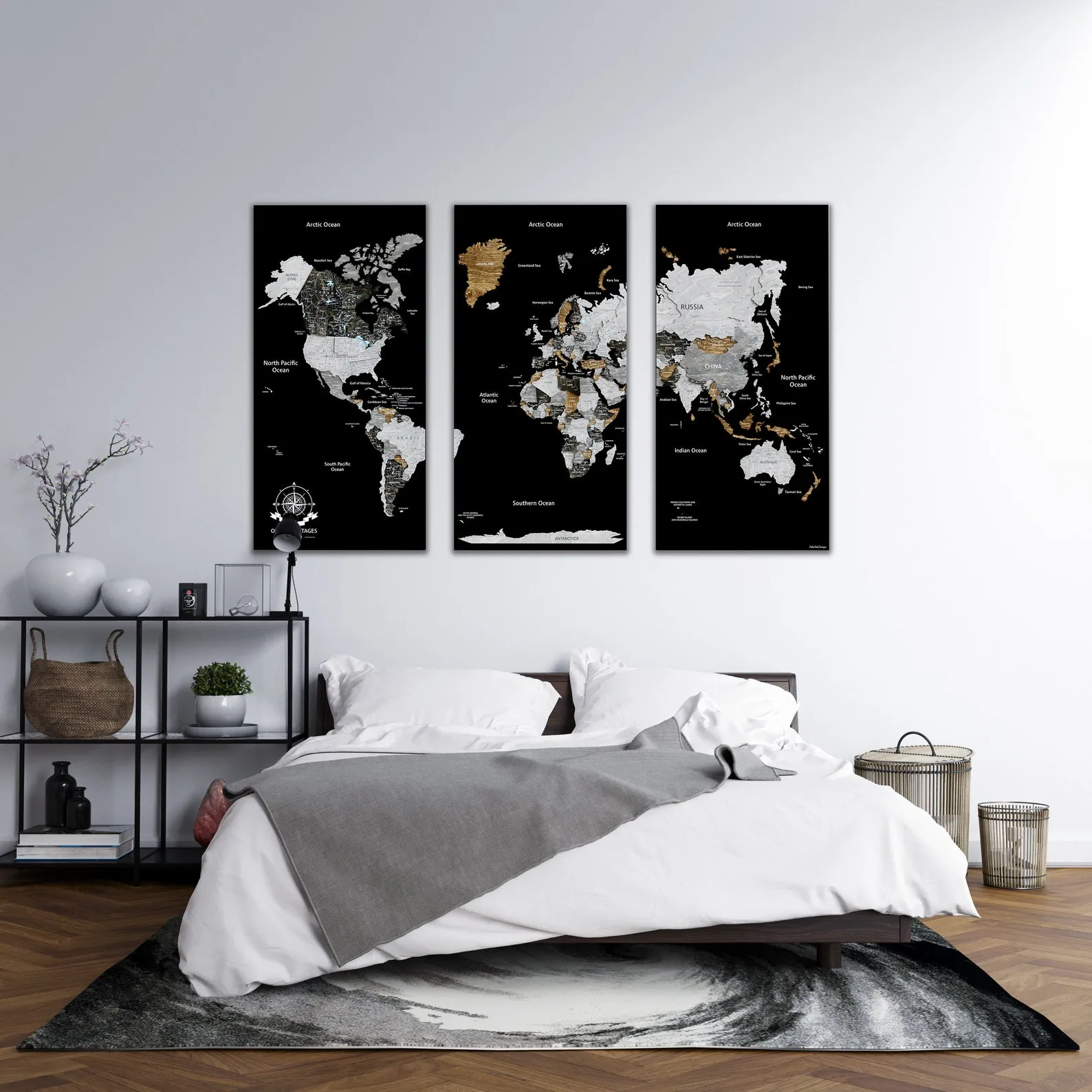 3D Wooden World Map Wall Art: Push Pin Travel Decor