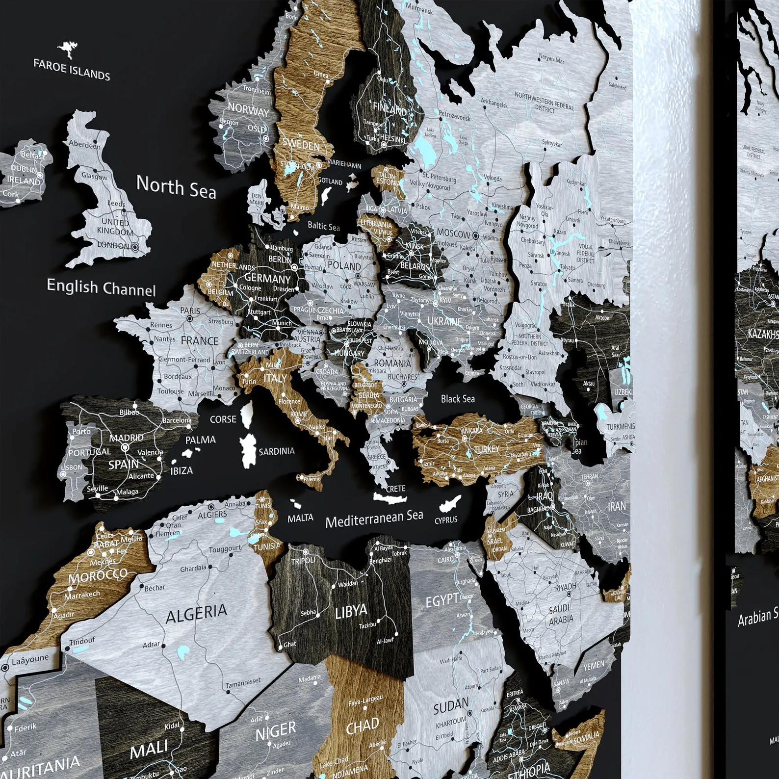 3D Wooden World Map Wall Art: Push Pin Travel Decor - Image 2