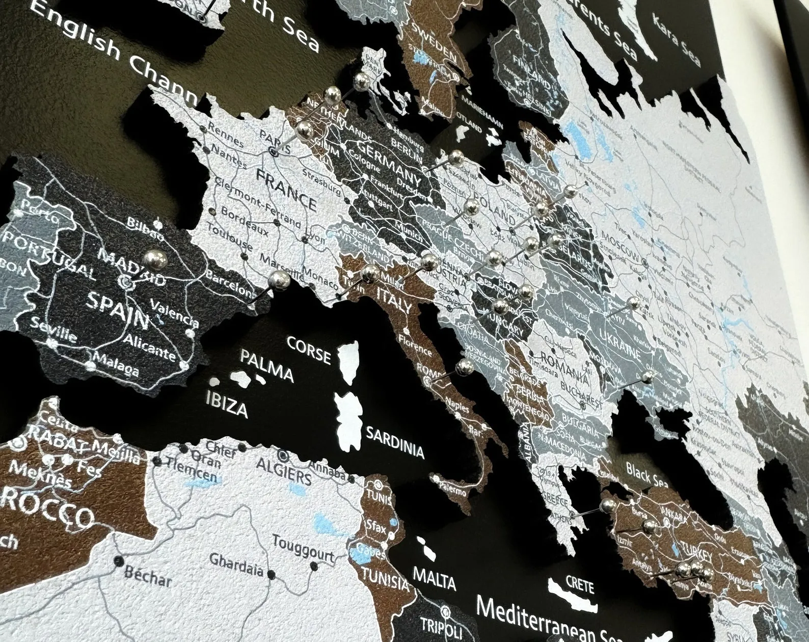 Cork World Map Wall Art: Push Pin Travel Tracker