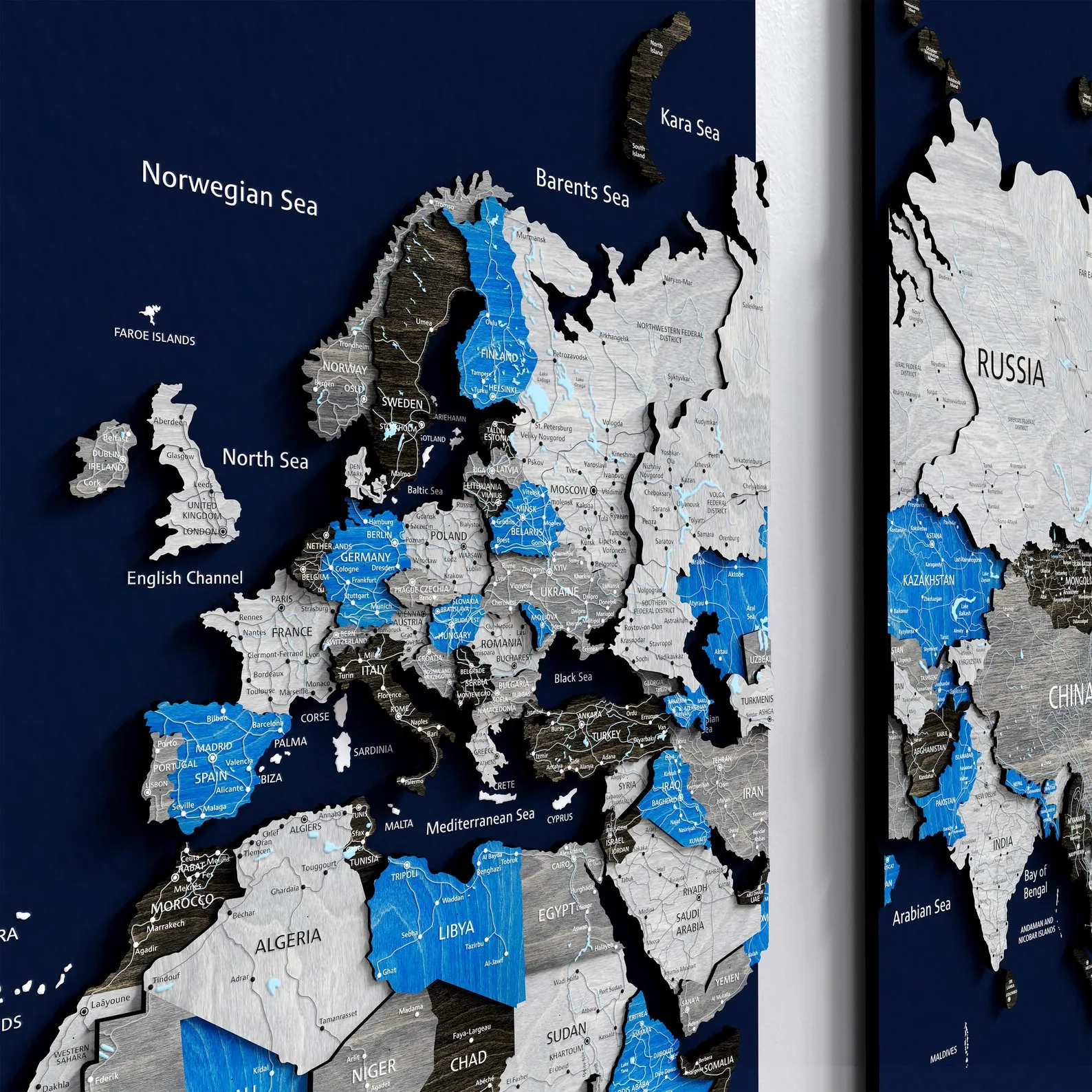 3D Wooden World Map Wall Art: Push Pin Travel Decor
