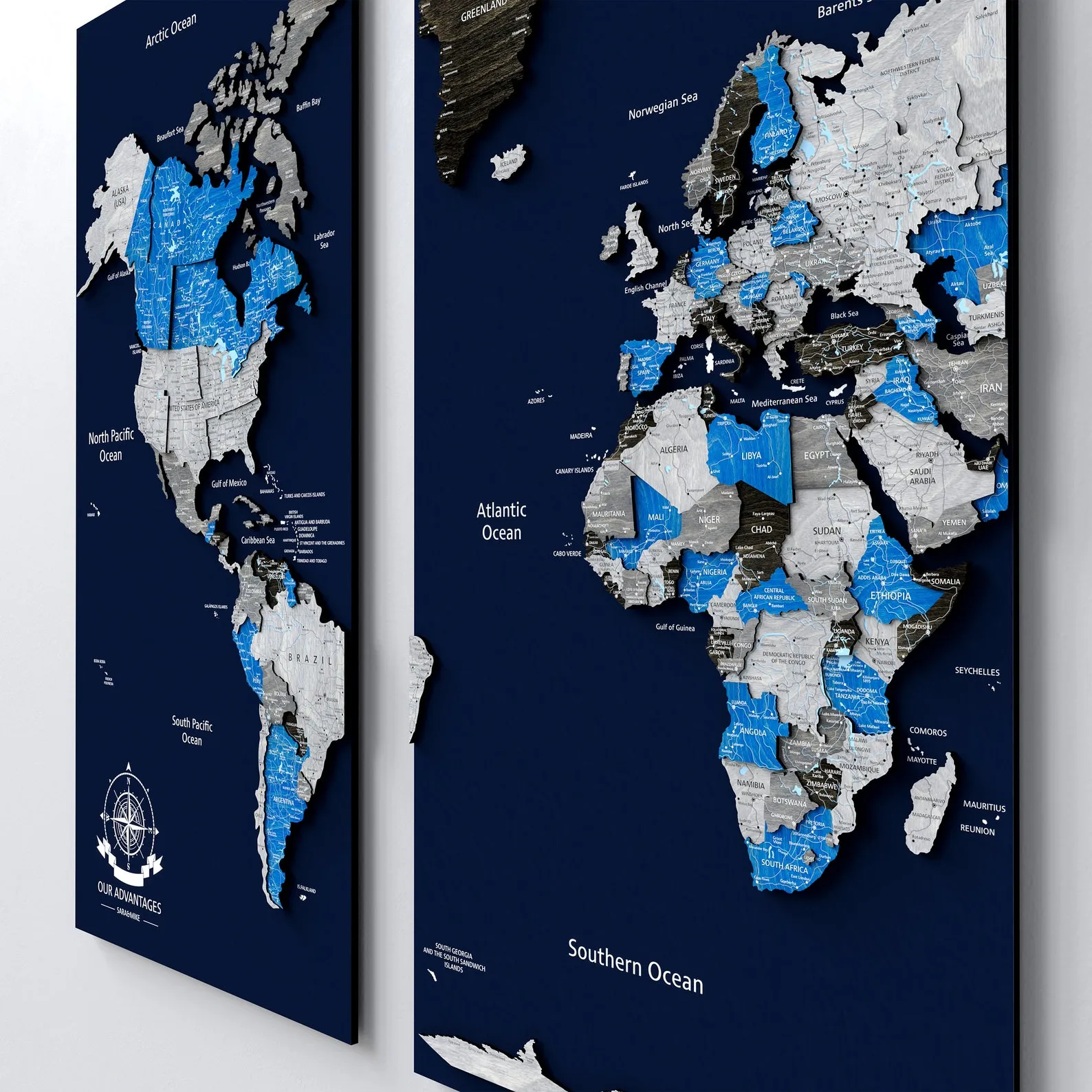 3D Wooden World Map Wall Art: Push Pin Travel Decor - Image 2