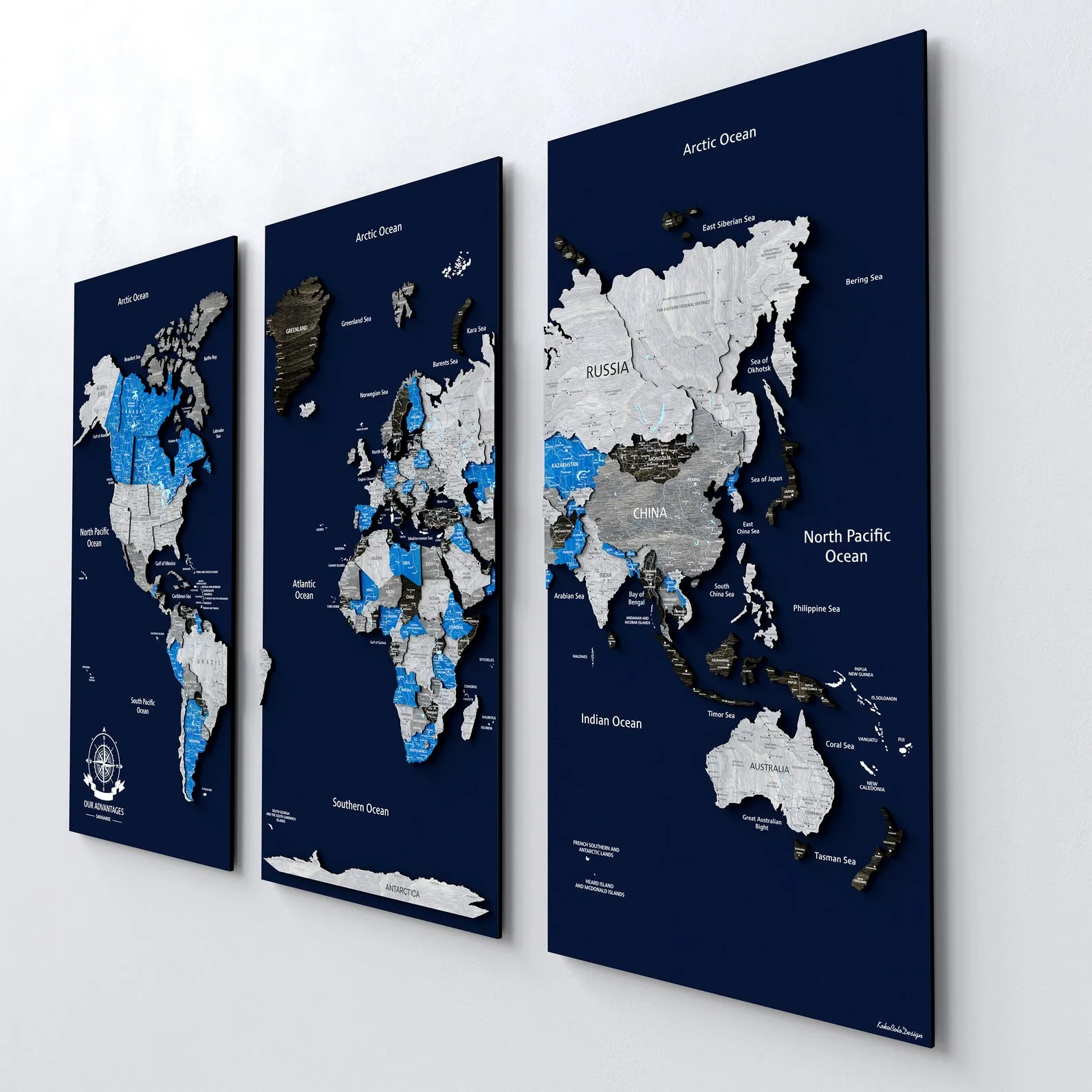 3D Wooden World Map Wall Art: Push Pin Travel Decor - Image 3