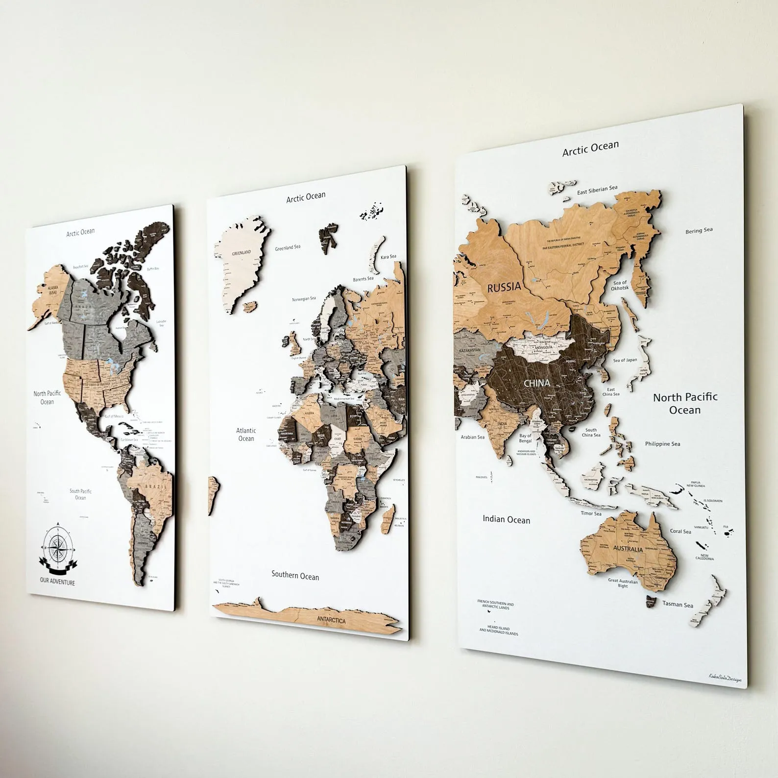 Wooden World Map Apartment Decor, 5th Anniversary Gift Push Pin Couples Travel Gift Map, Wood Wall Decor World Map - Image 2