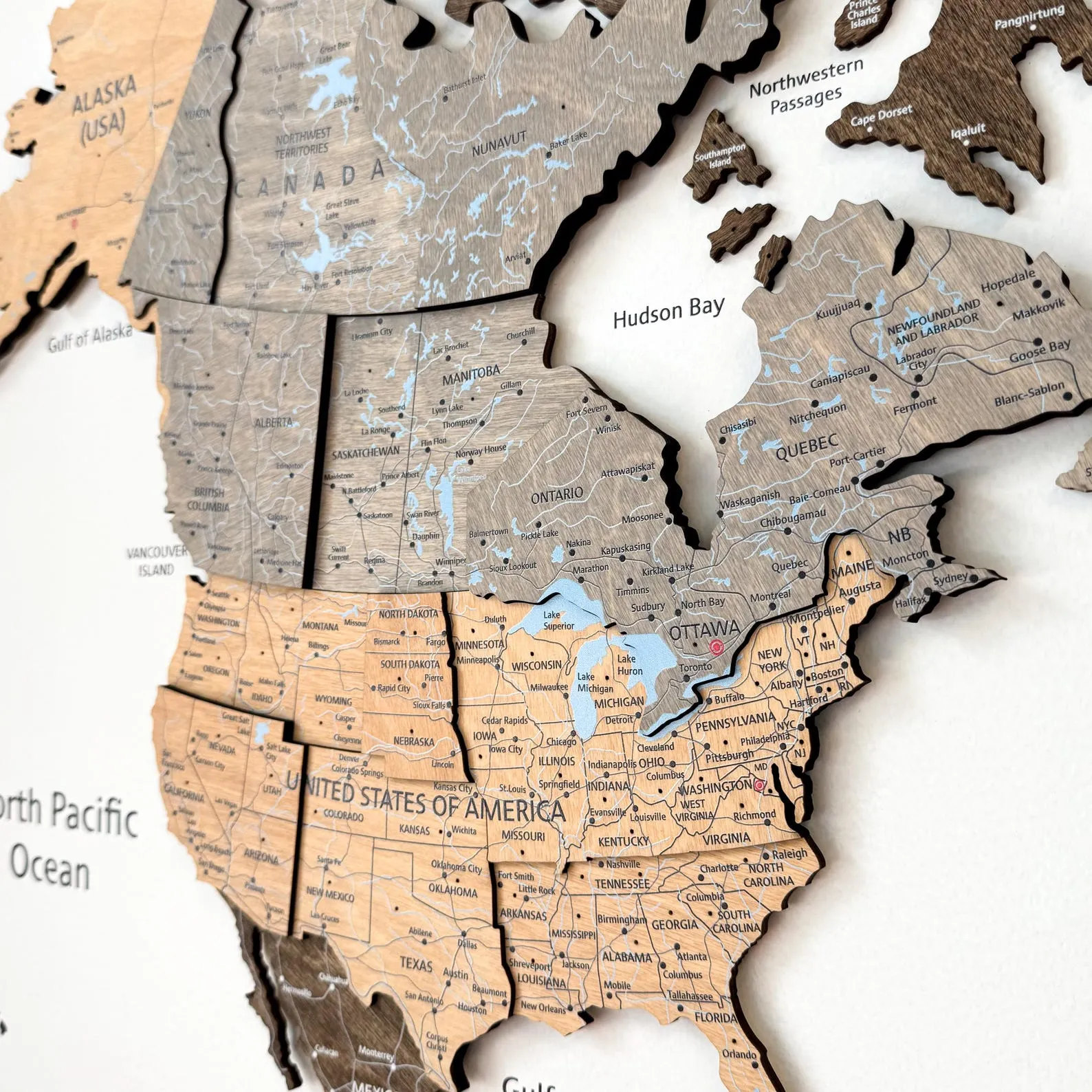 Wooden World Map Apartment Decor, 5th Anniversary Gift Push Pin Couples Travel Gift Map, Wood Wall Decor World Map - Image 5