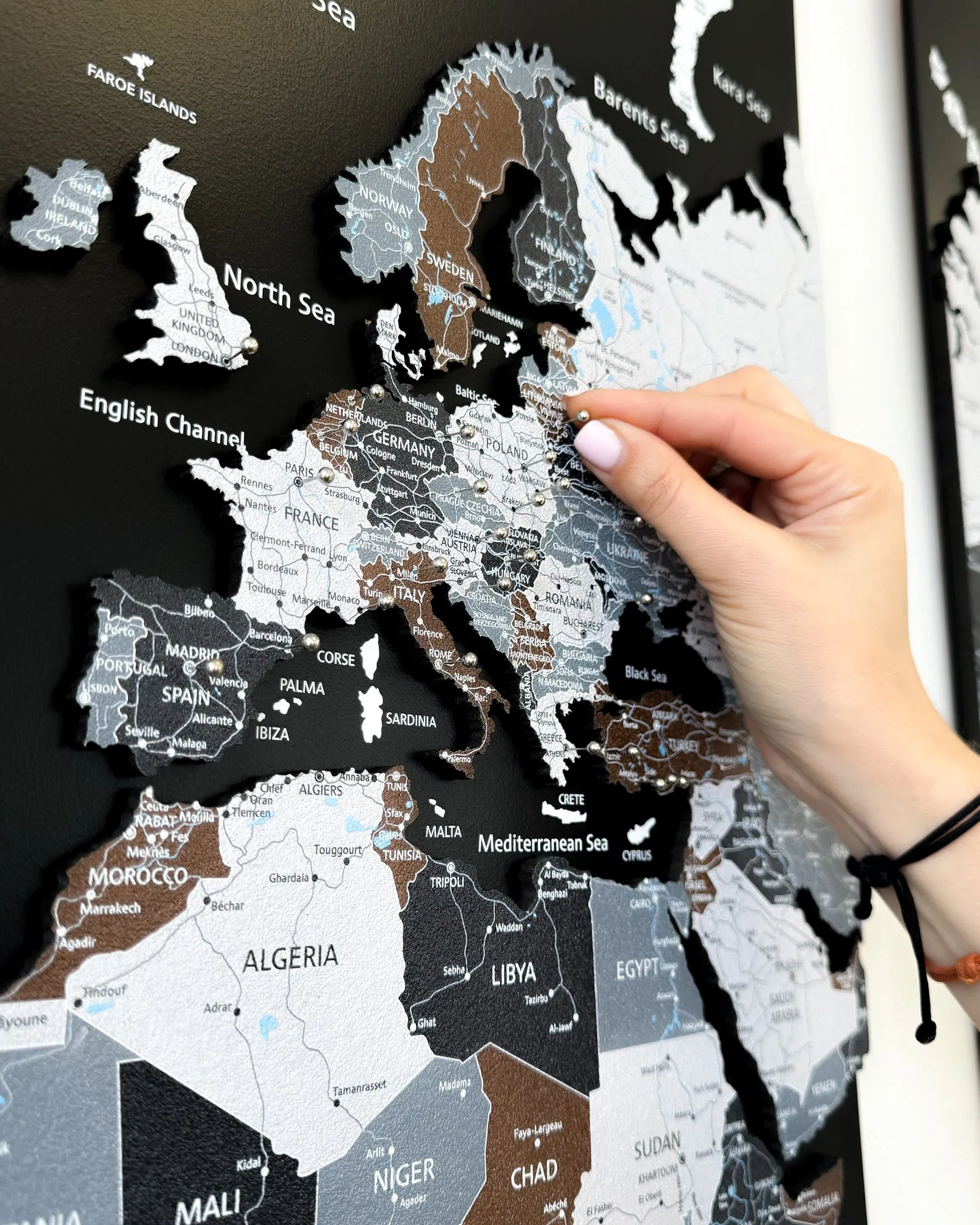 Cork World Map Wall Art: Push Pin Travel Board