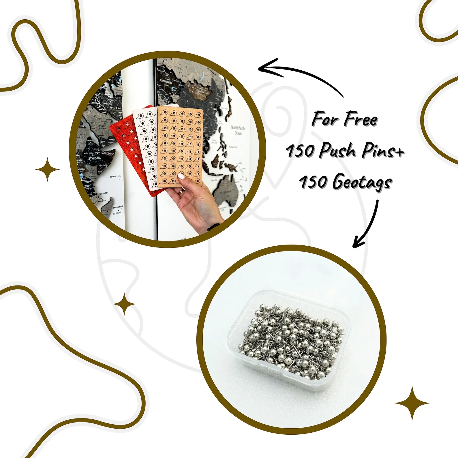 Cork World Map Wall Art: Push Pin Travel Board - Image 6