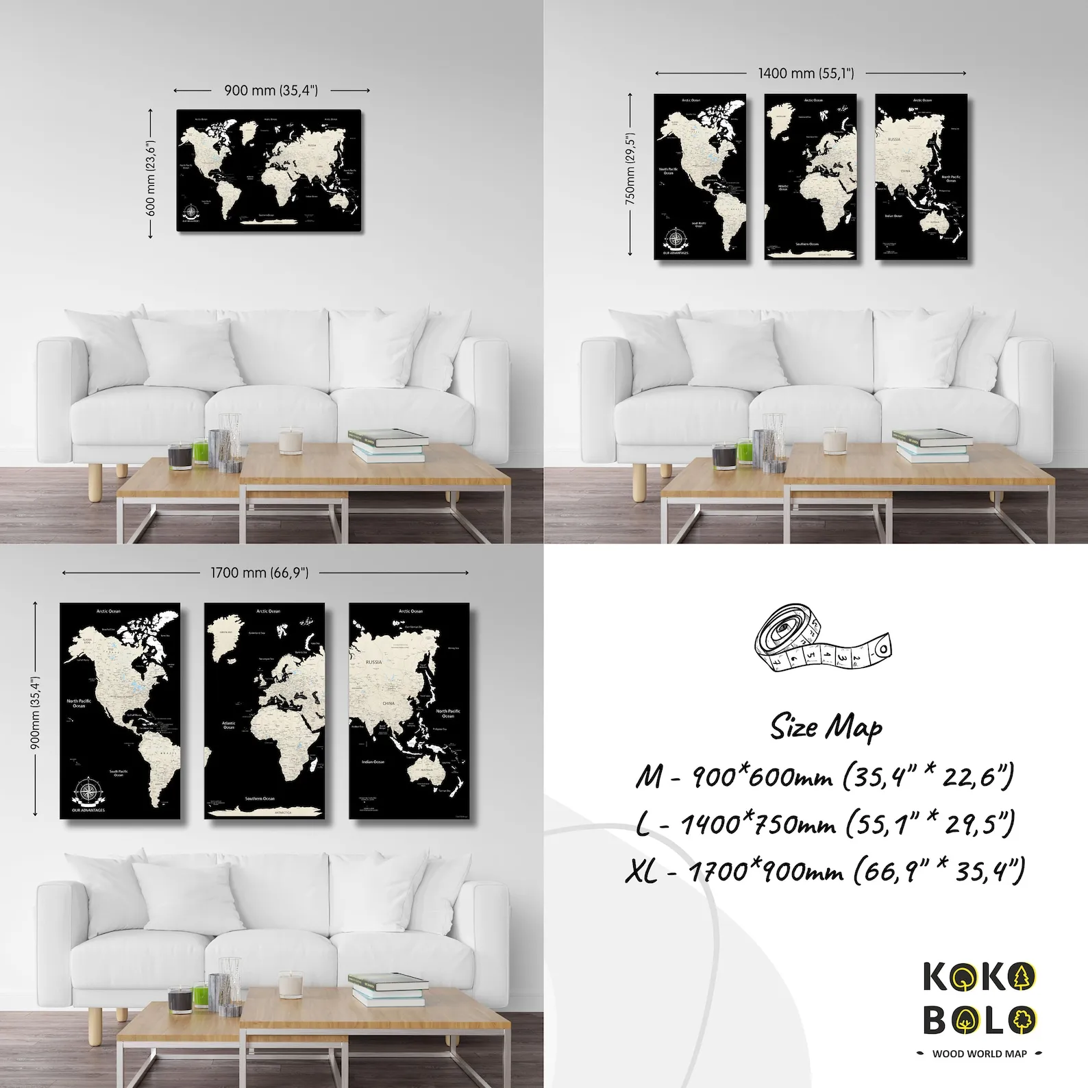 Cork World Map Wall Art: Push Pin Travel Board - Image 7