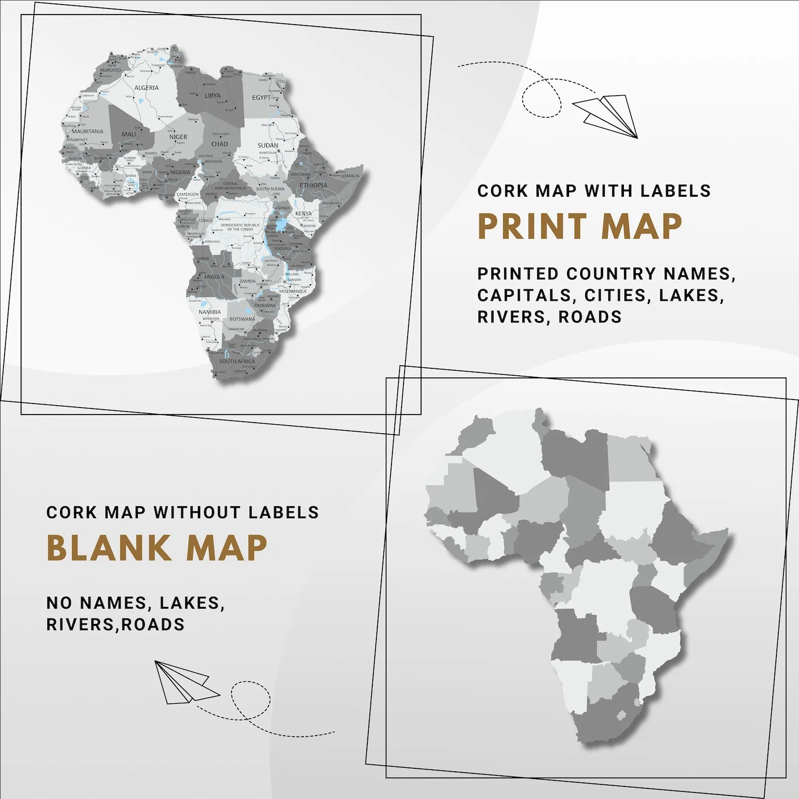 Cork World Map Wall Art: Push Pin Travel Board - Image 9