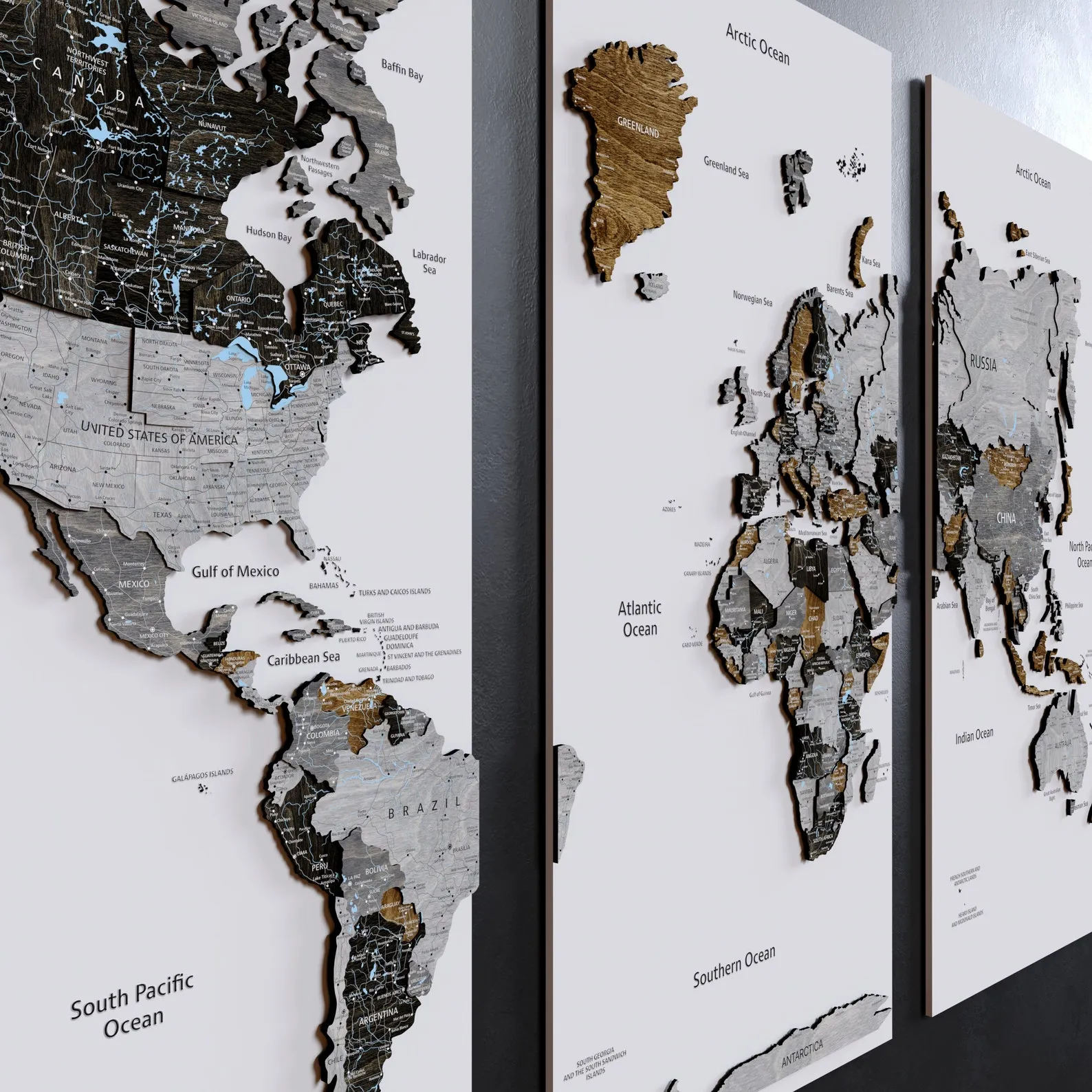 3D Wooden World Map Wall Art: Push Pin Travel Board