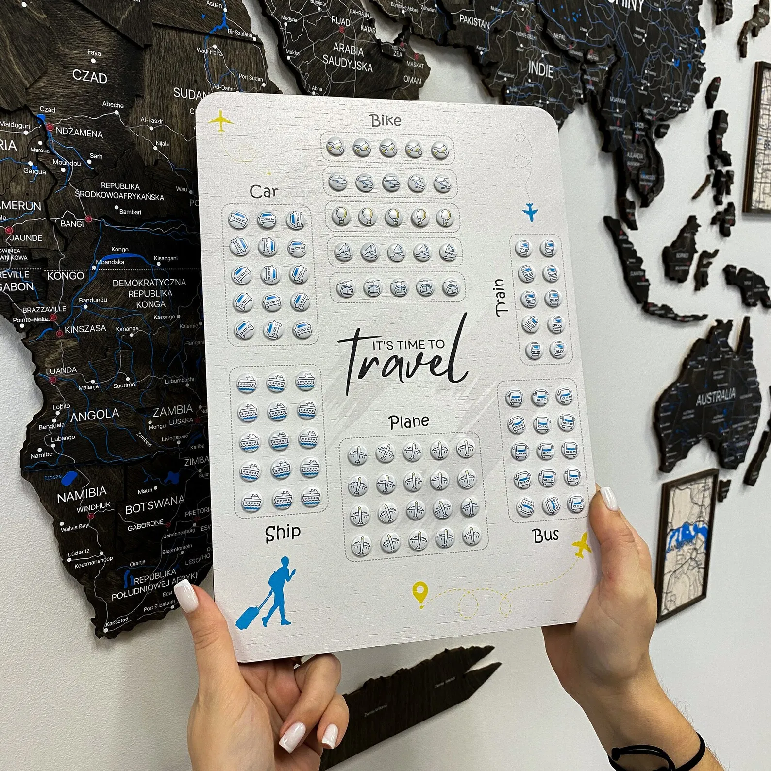 3D Wooden World Map Wall Art: Push Pin Travel Board - Image 10