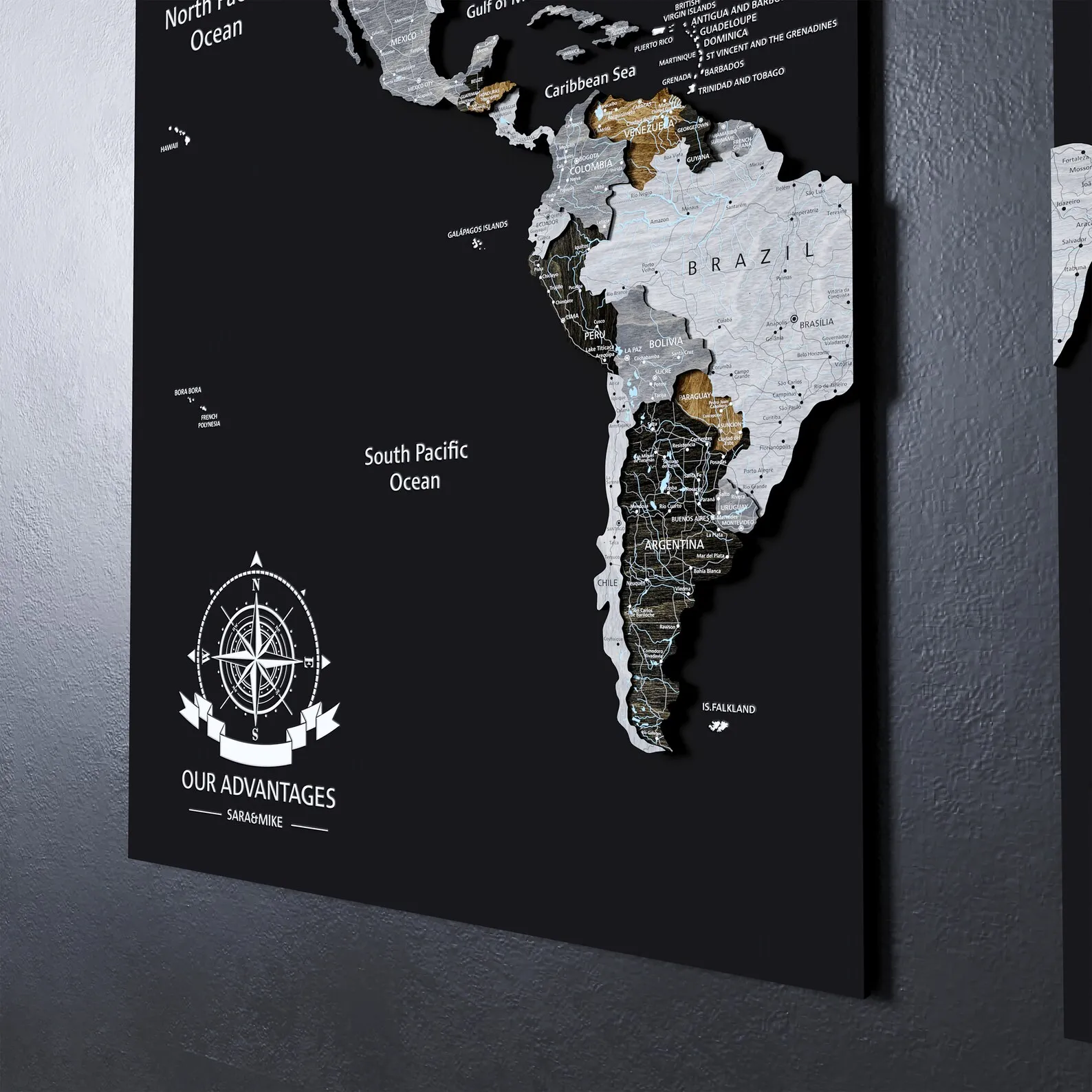 3D Wooden World Map Wall Art: Push Pin Travel Board - Image 6