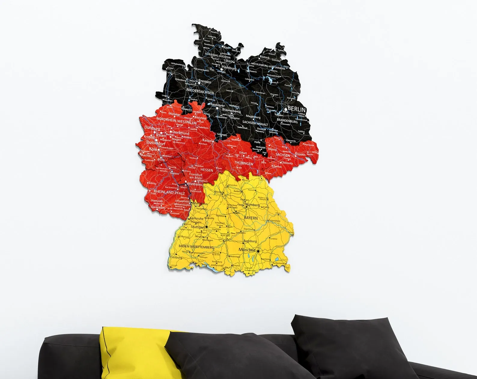 Deutschland Karte with Hidden Base for Wall Decor, Deutschland Weltkarte Housewarming Gift, Weltkarte Holz, Germany Wood Map Apartment Decor