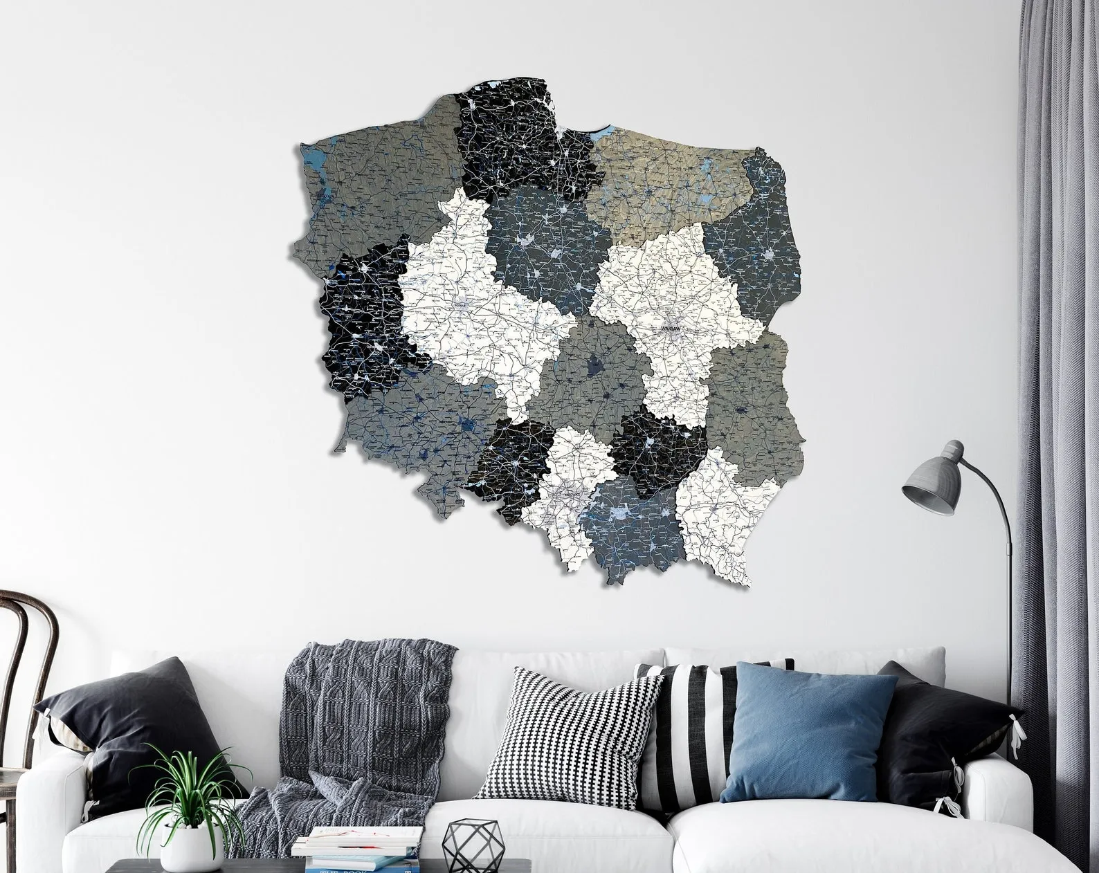 3D Poland Wooden Wall Map: Detailed Polish Cities & Roads