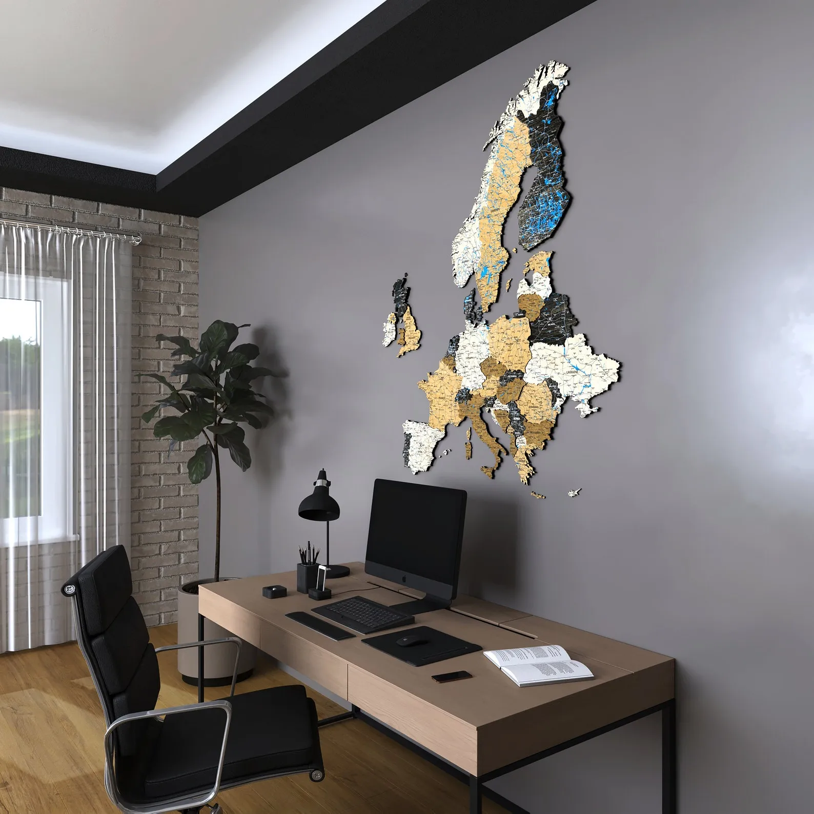 Europe Wood Map: Floating Wooden Wall Art - Image 2