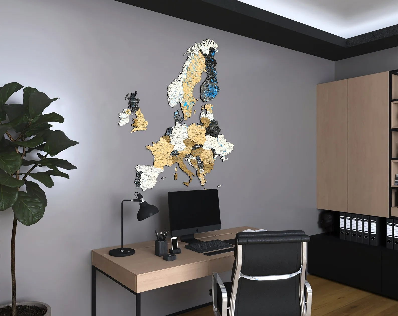 Europe Wood Map: Floating Wooden Wall Art - Image 3