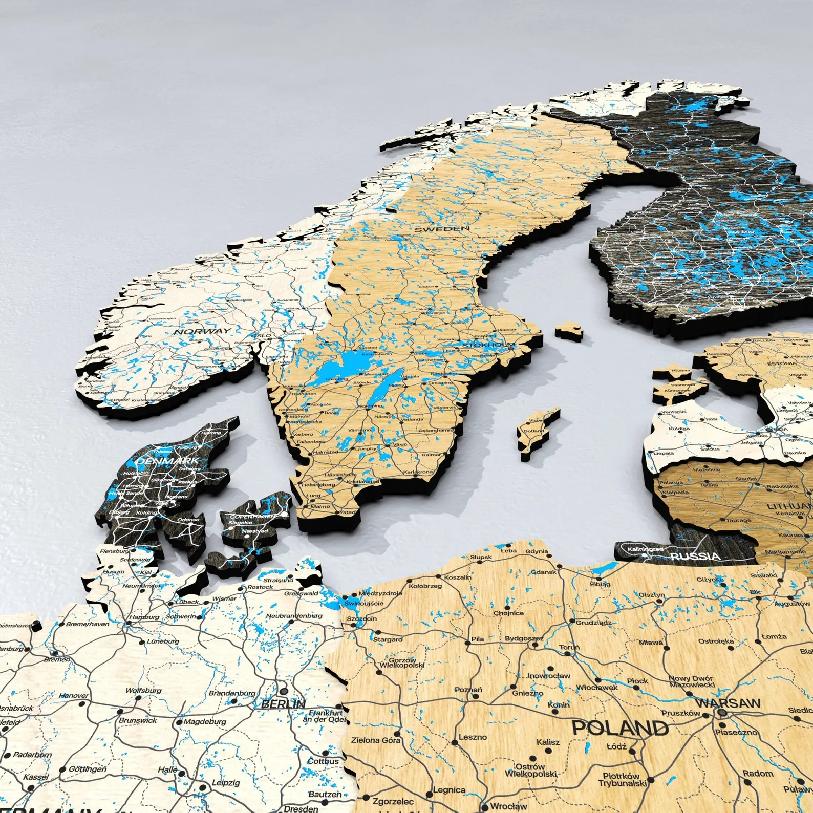 Europe Wood Map: Floating Wooden Wall Art - Image 5