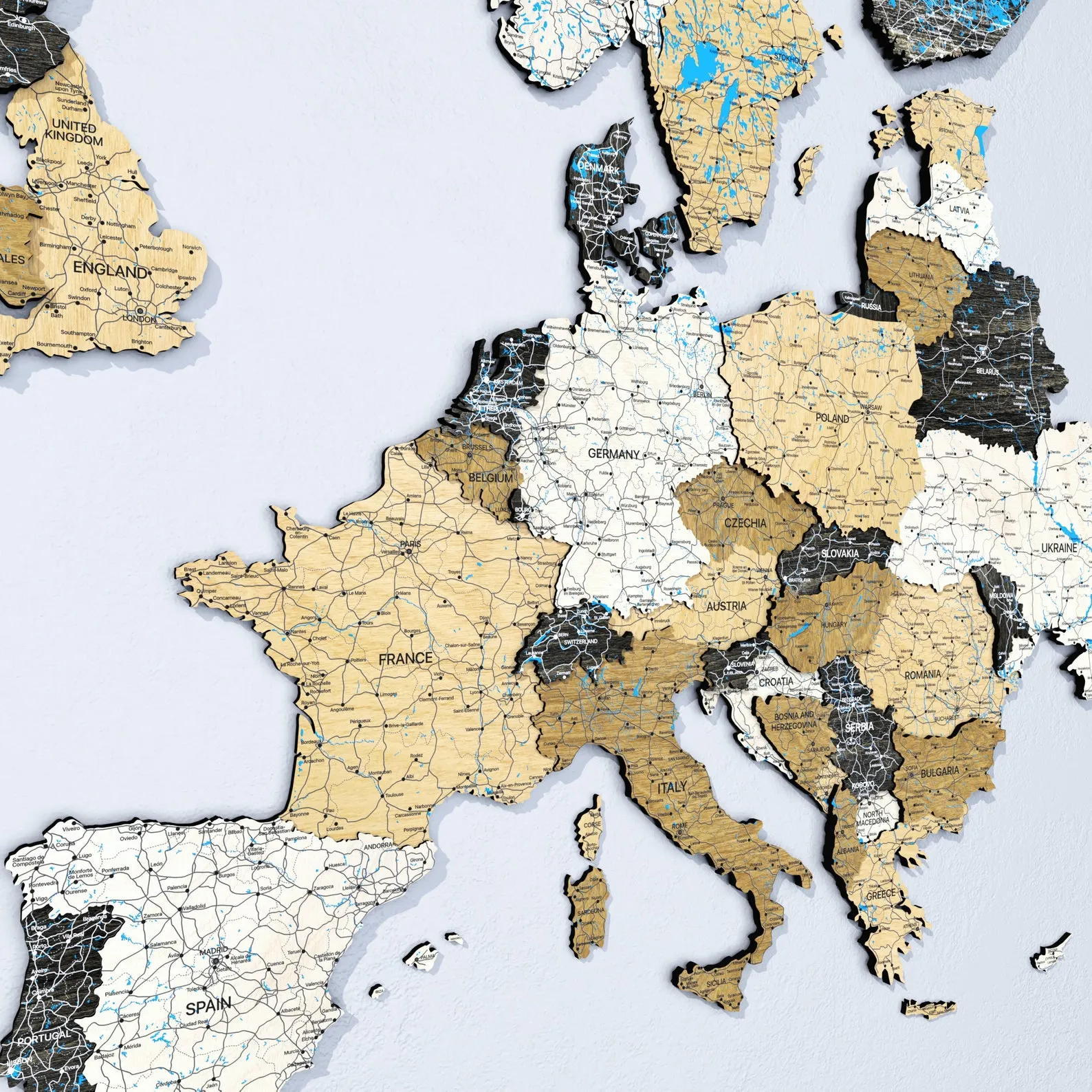 Europe Wood Map: Floating Wooden Wall Art - Image 6