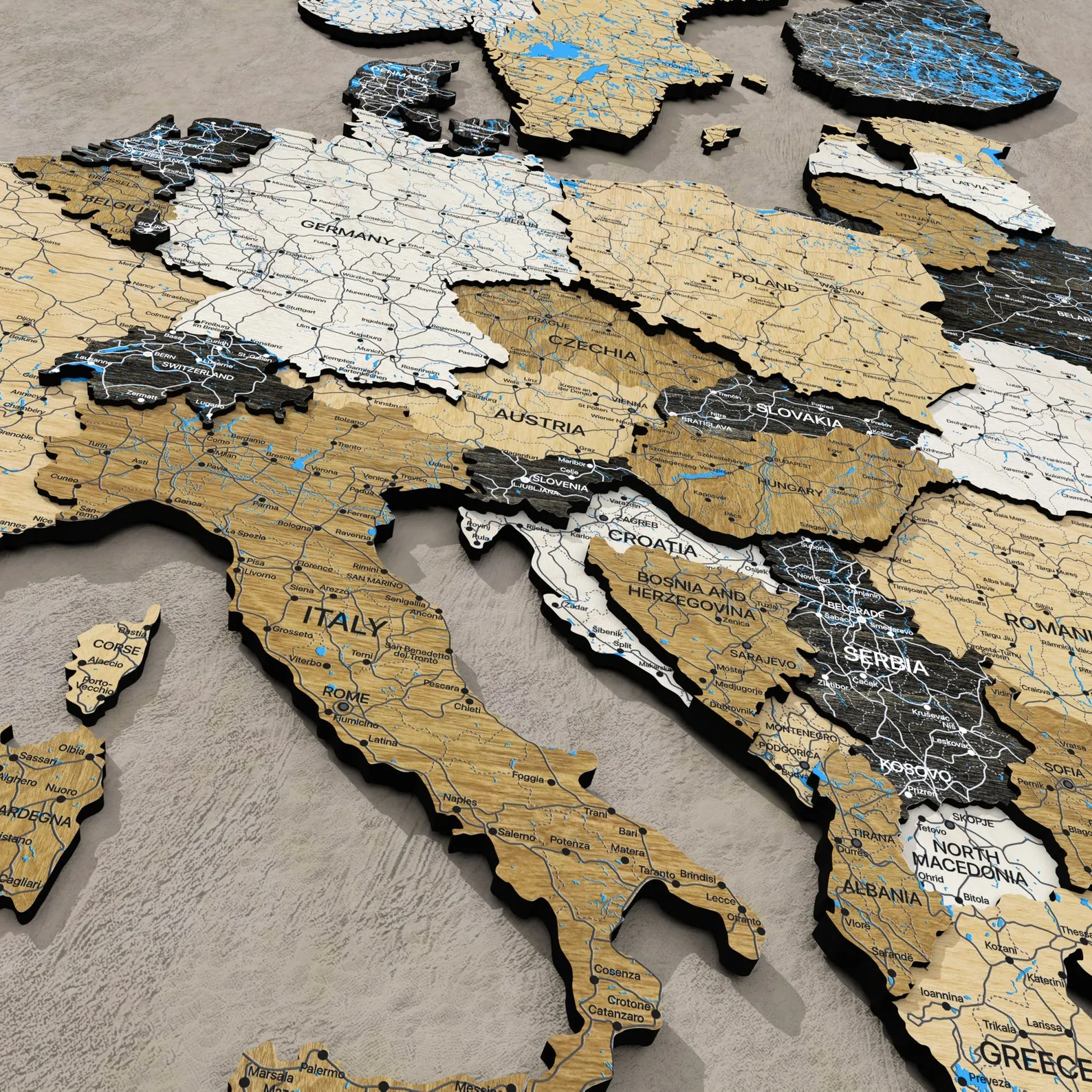 Europe Wood Map: Floating Wooden Wall Art - Image 9
