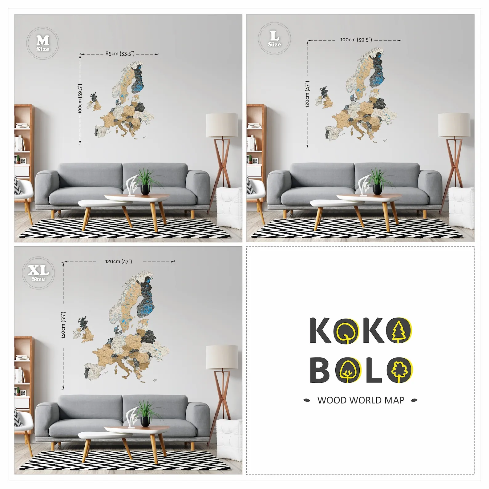 Birch Wood Europe Map: 3D Layered Wall Art - Image 10