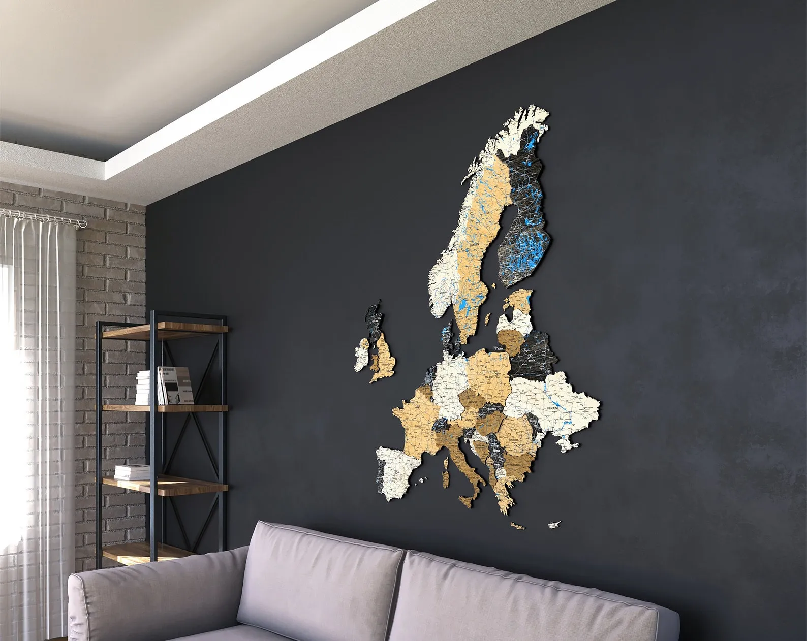 Birch Wood Europe Map: 3D Layered Wall Art - Image 2