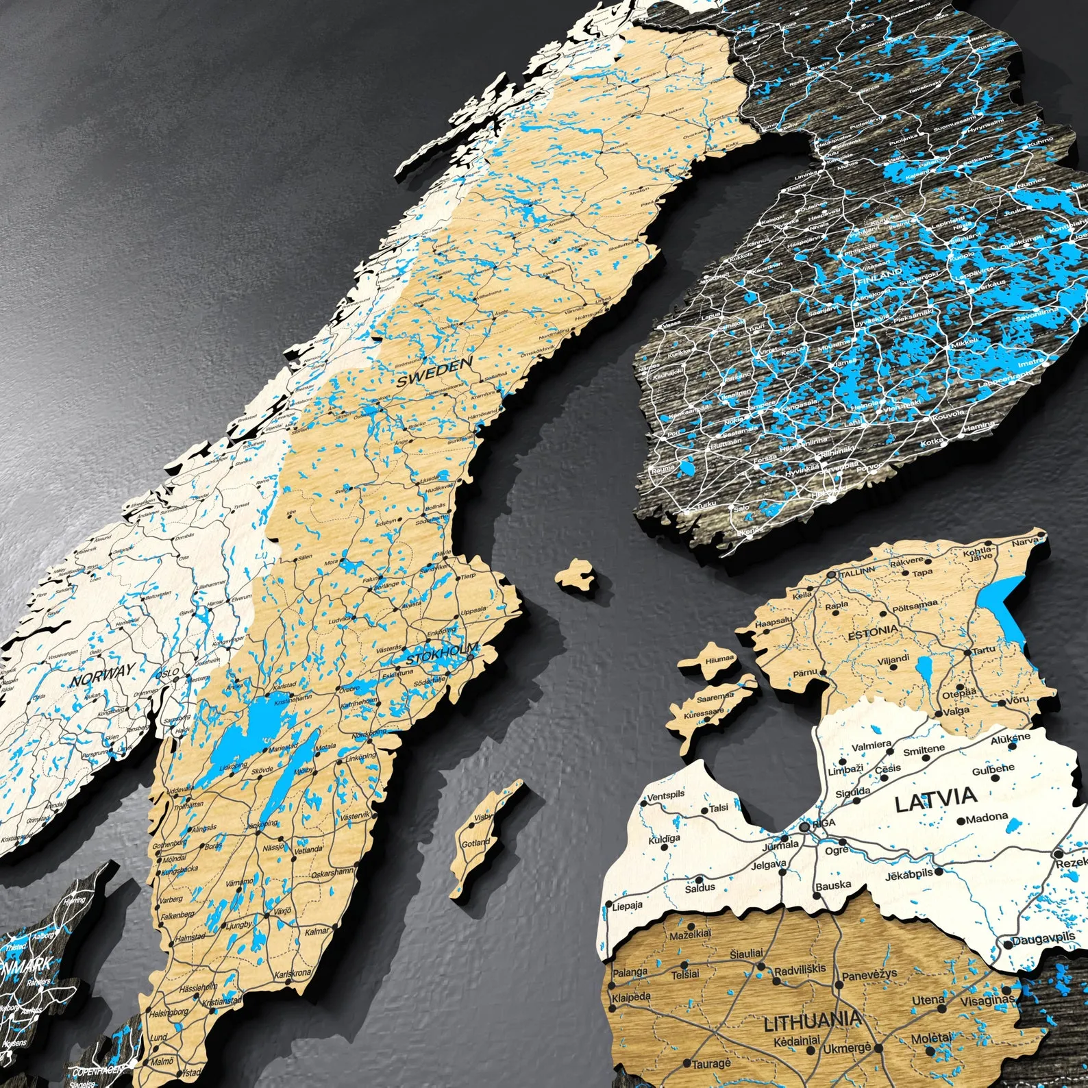 Birch Wood Europe Map: 3D Layered Wall Art - Image 5