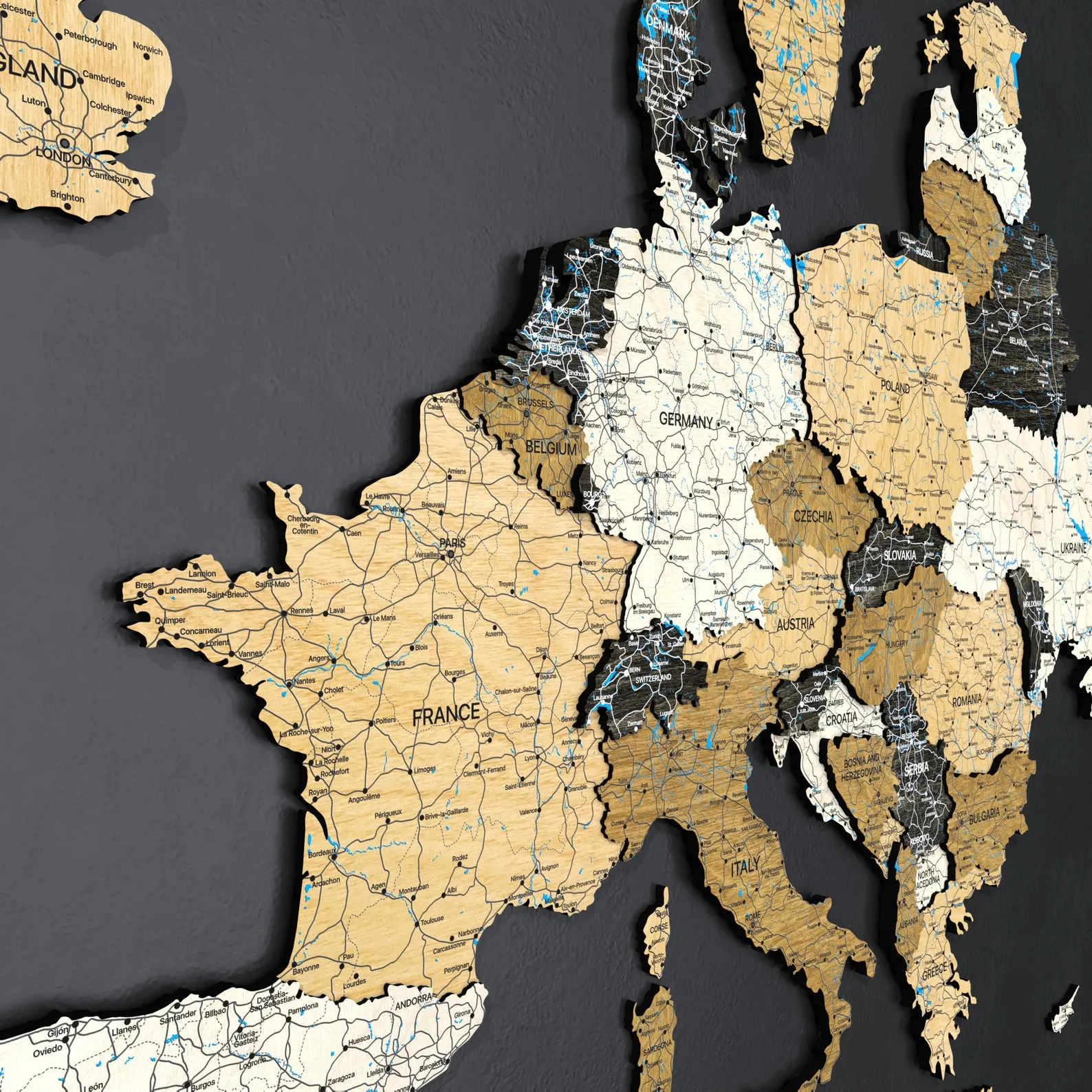 Birch Wood Europe Map: 3D Layered Wall Art - Image 6