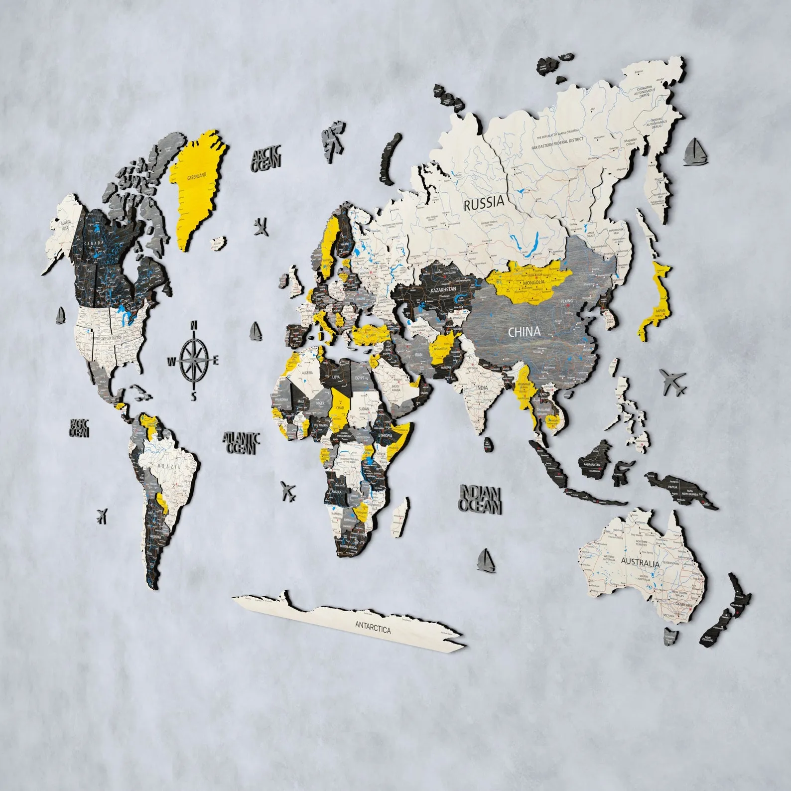 Custom CMYK Wood World Map: Personalized Home Decor - Image 6