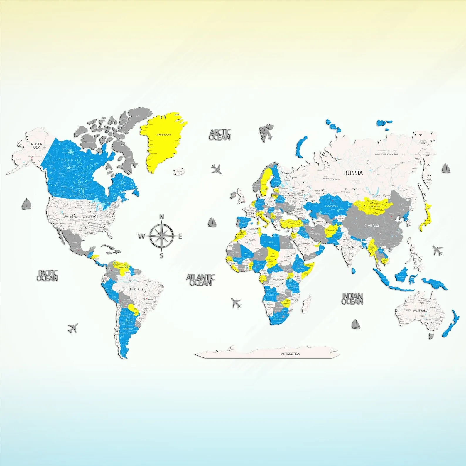 Custom CMYK Wood World Map: Personalized Home Decor - Image 8