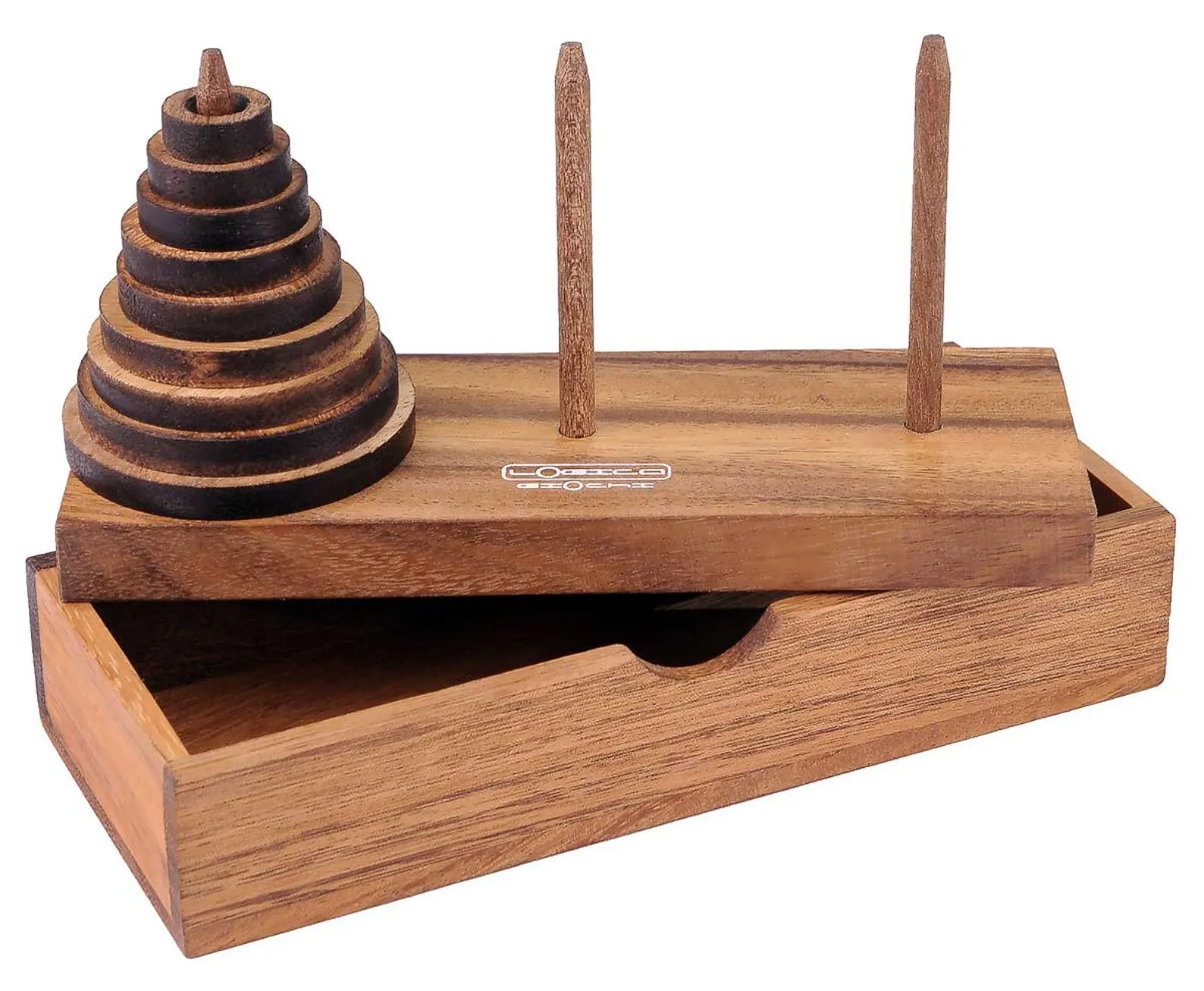Tower of Hanoi - Wooden Brain Teaser in Fine Wood - 9 Discs - Orient Express Series