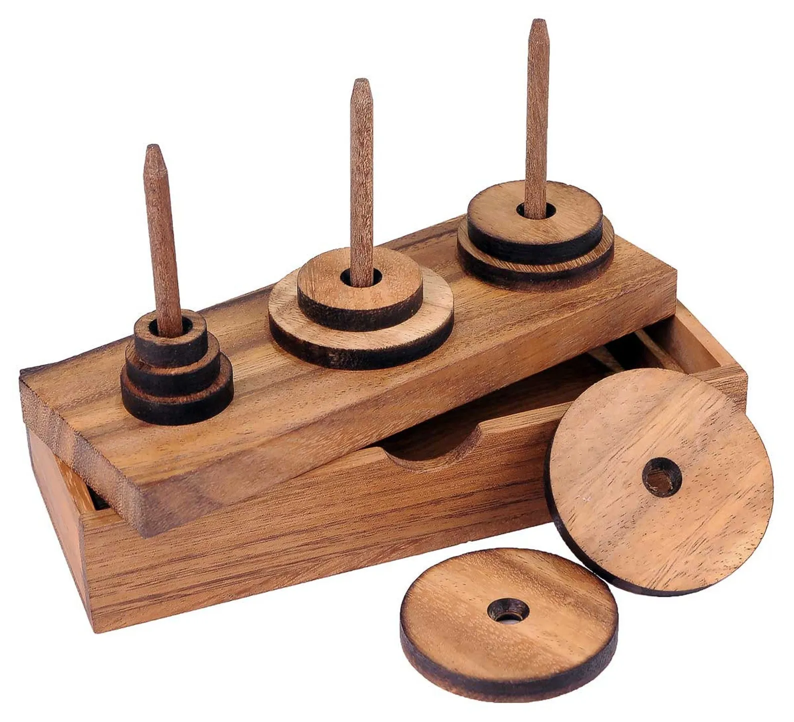 Tower of Hanoi - Wooden Brain Teaser in Fine Wood - 9 Discs - Orient Express Series - Image 3