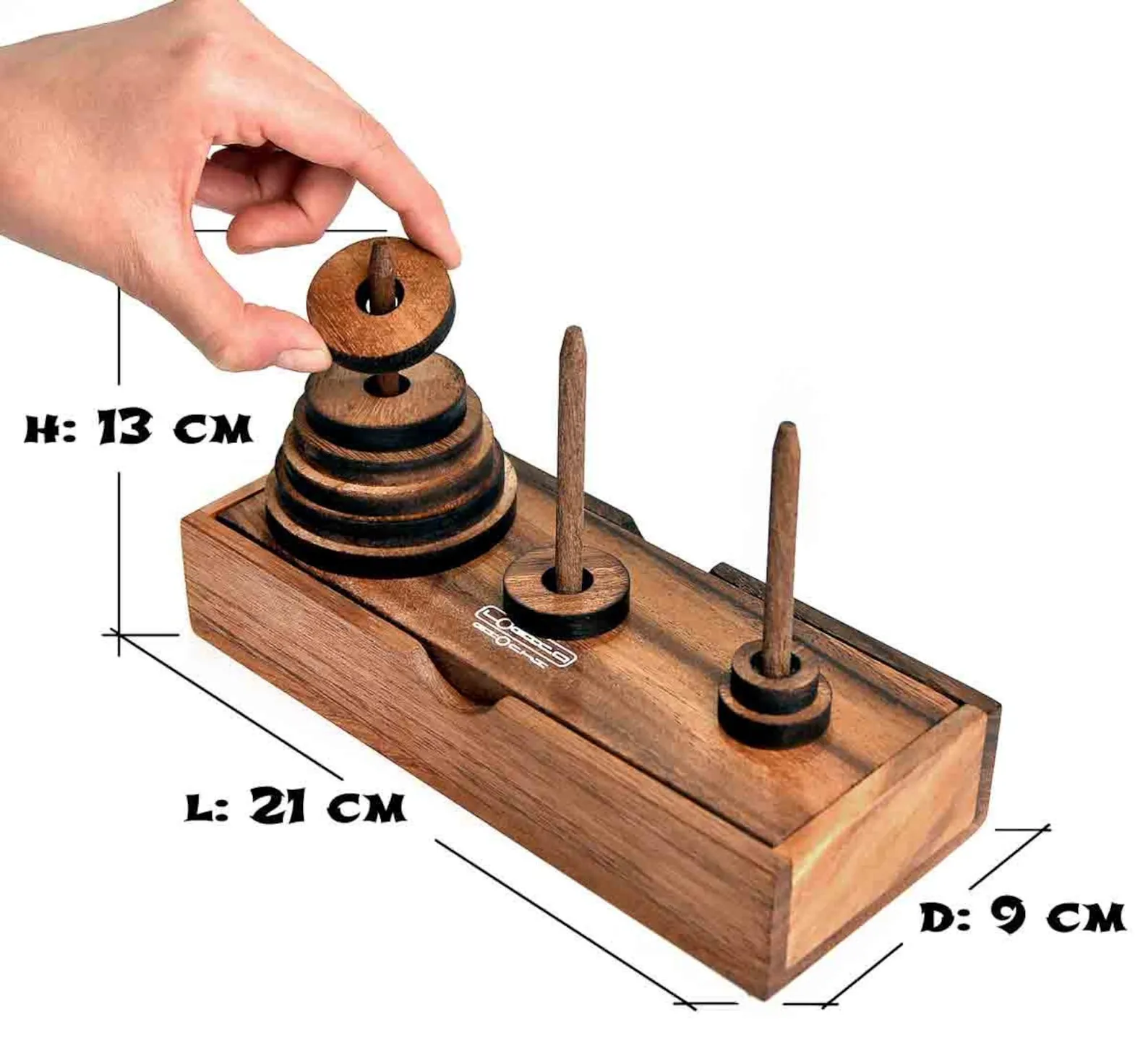 Tower of Hanoi - Wooden Brain Teaser in Fine Wood - 9 Discs - Orient Express Series - Image 4
