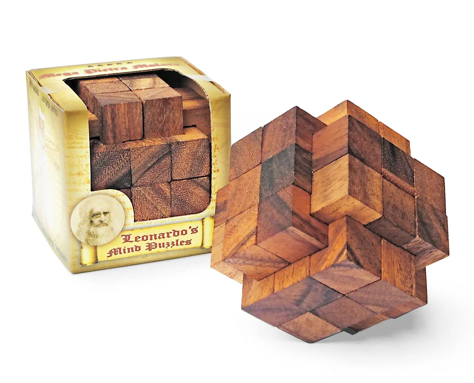 Mega Burr Puzzle - 3D Wooden Brain Teaser - Difficulty 5/6 Incredible - Leonardo da Vinci Collection - Image 2