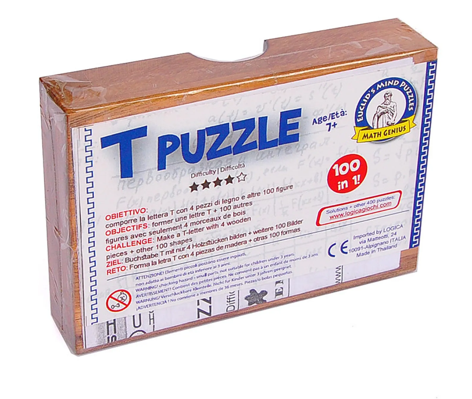 T Puzzle - 100 Puzzles in 1 - Wooden Brain Teaser - Mind Puzzle - Difficulty 4/6 Extreme - Foldable Wooden Box - Euclide Collection - Image 5