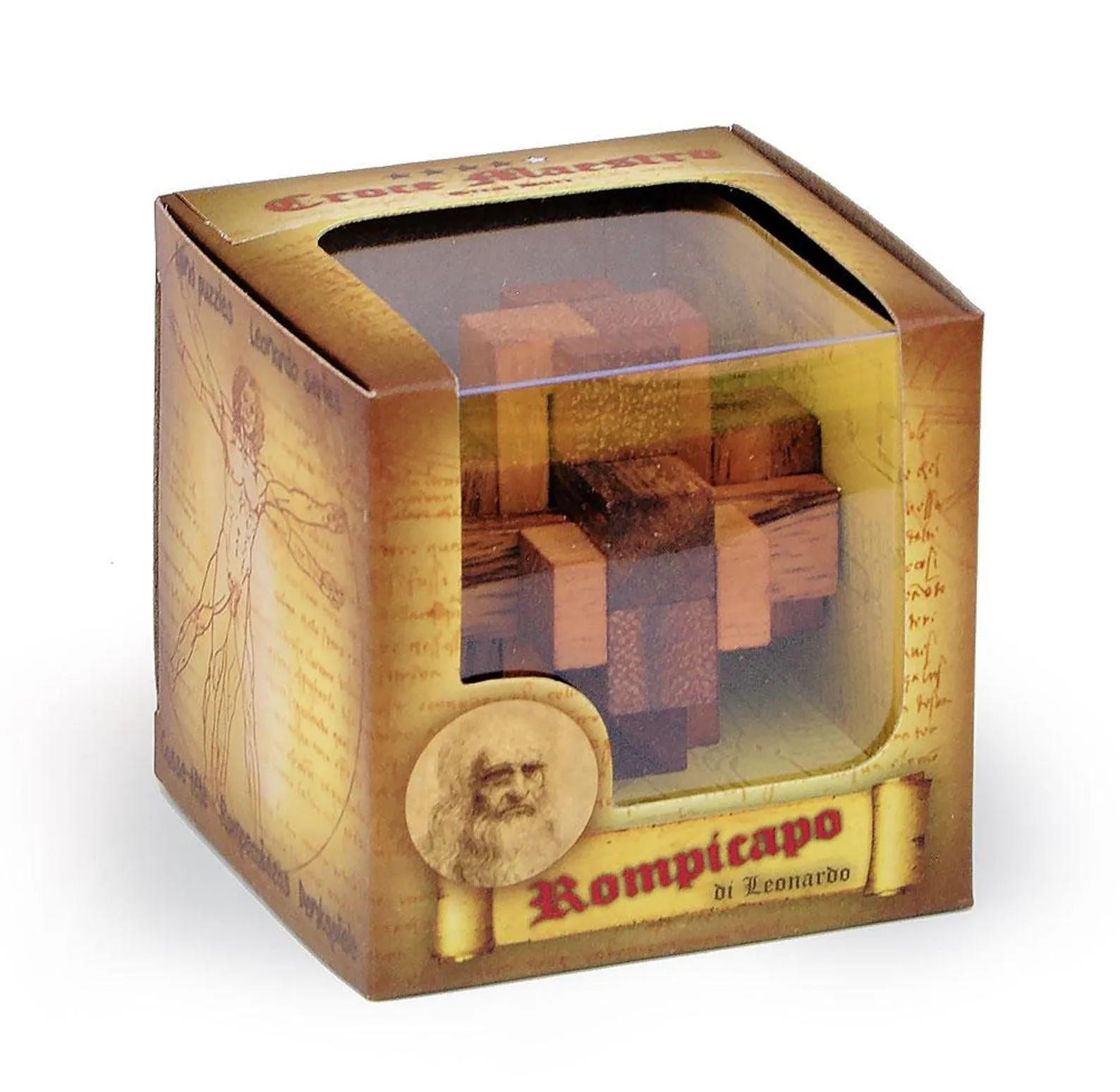 Master Cross - 3D Brain Teaser in Fine Wood - Difficulty 4/6 Extreme - Leonardo da Vinci Collection - Image 3